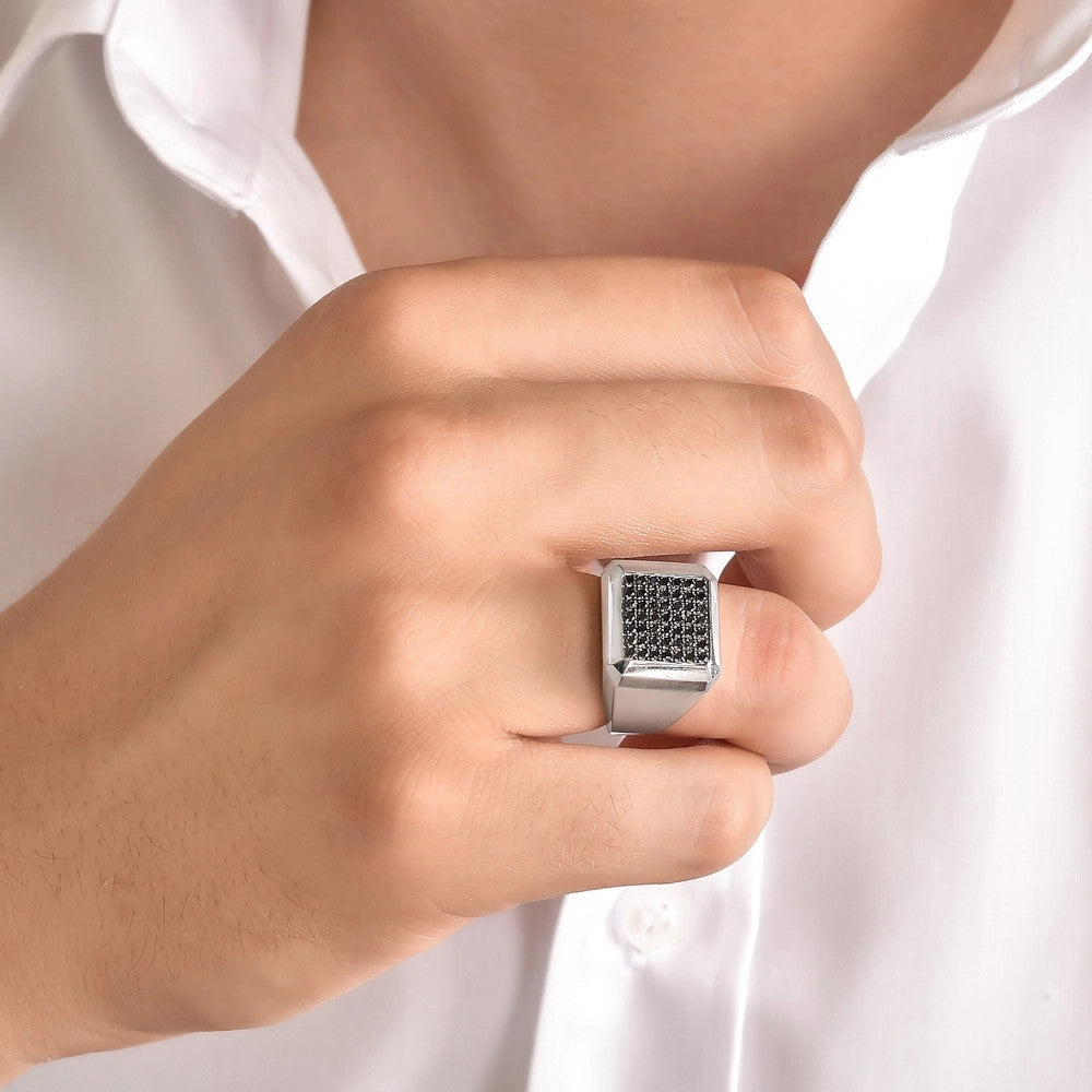Men Silver Diamond Ring