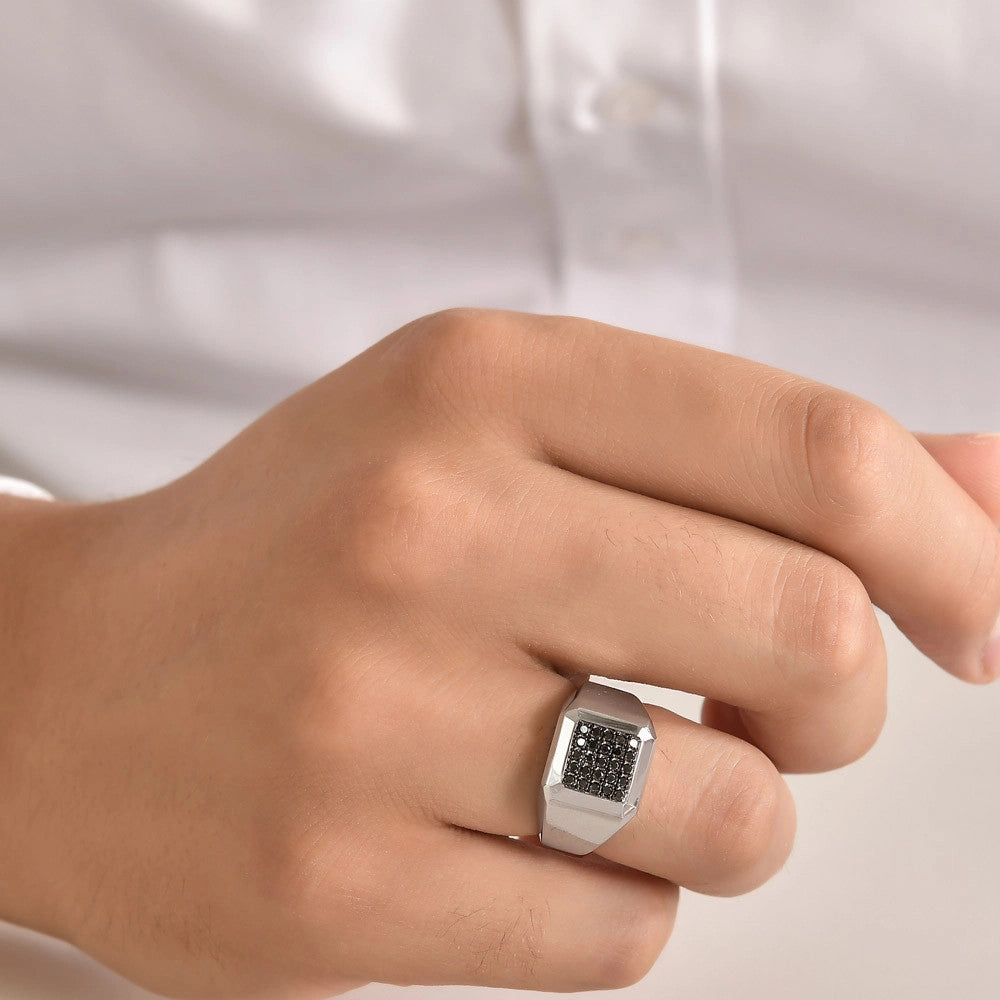 Men Silver Diamond Ring