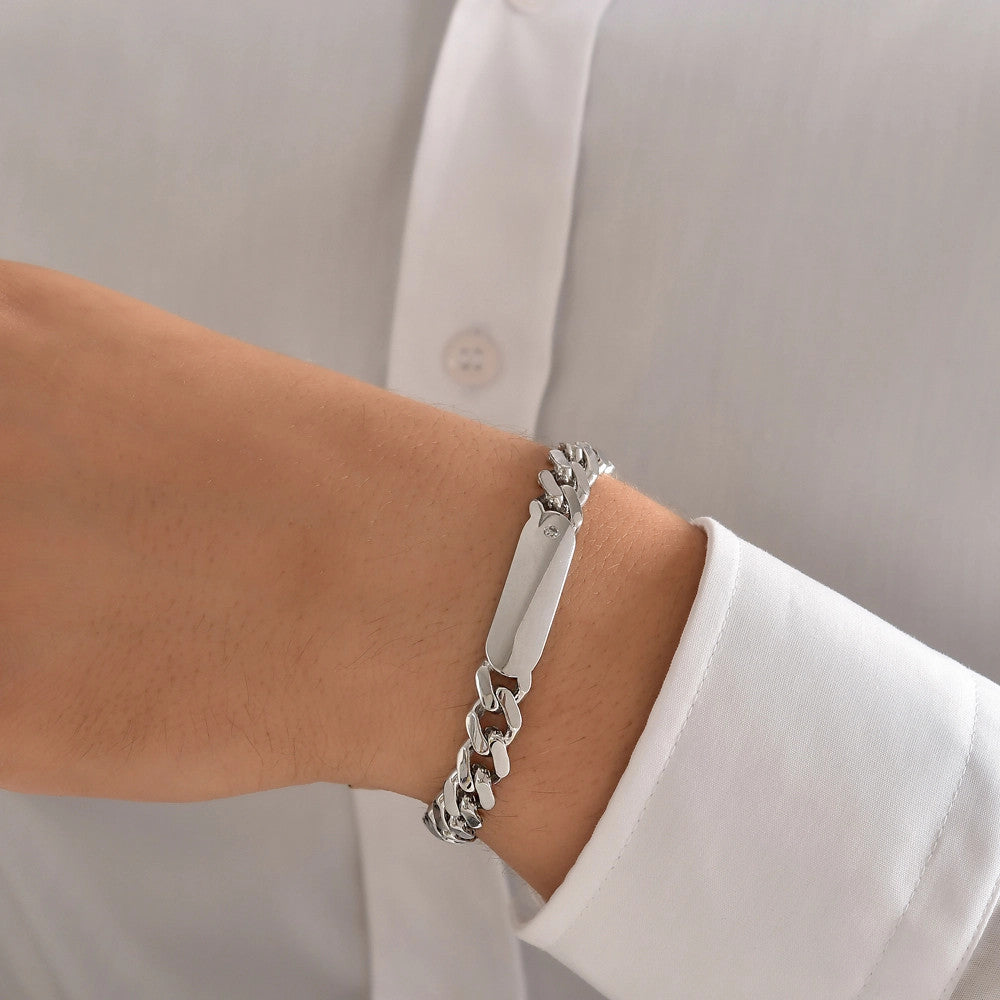 Silver Men Diamond Bracelet