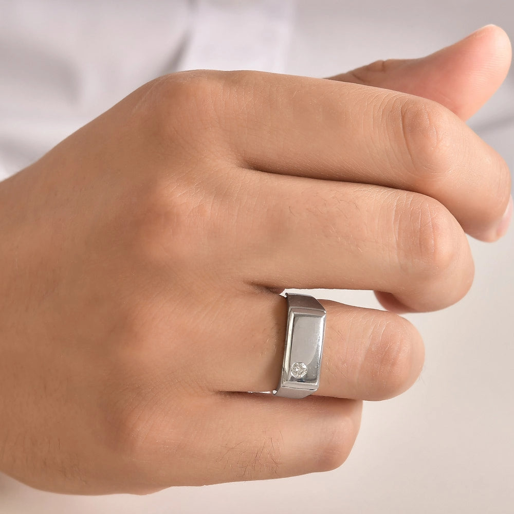 Men Silver Diamond Ring
