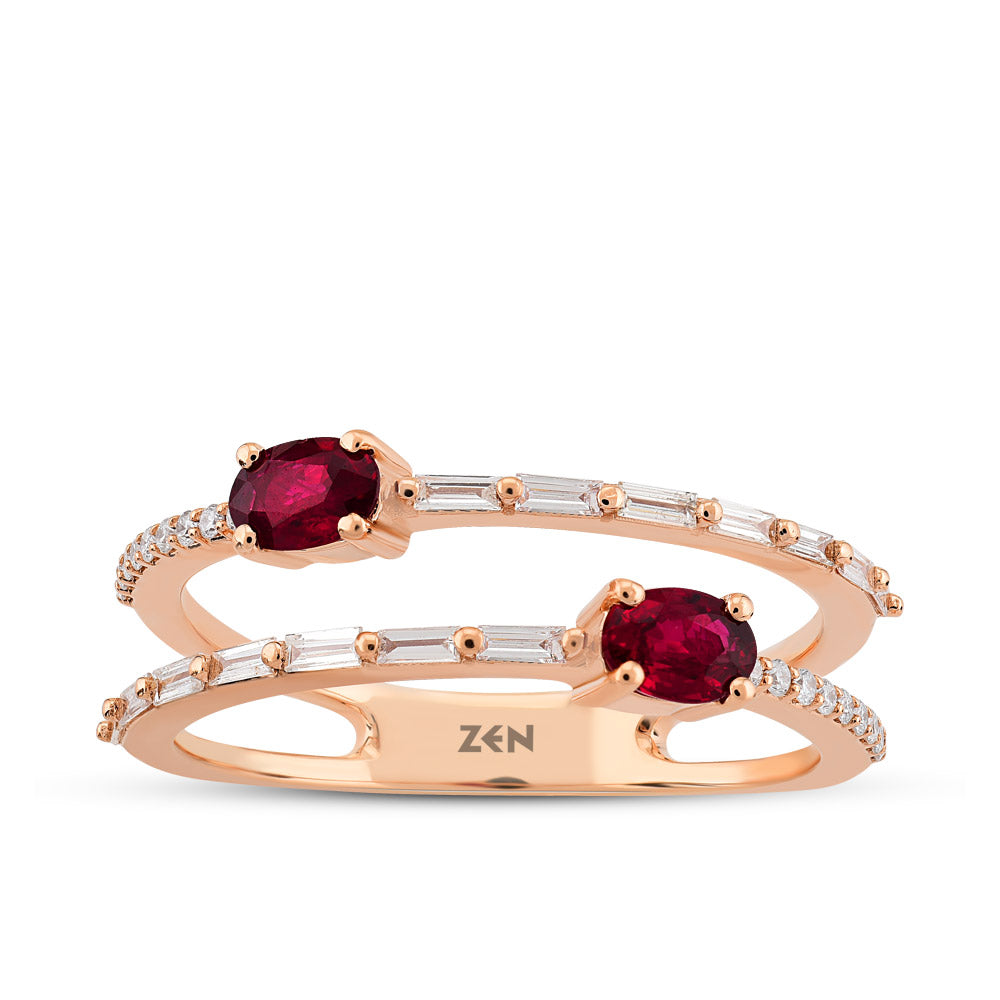 Ruby Baguette Diamond Ring