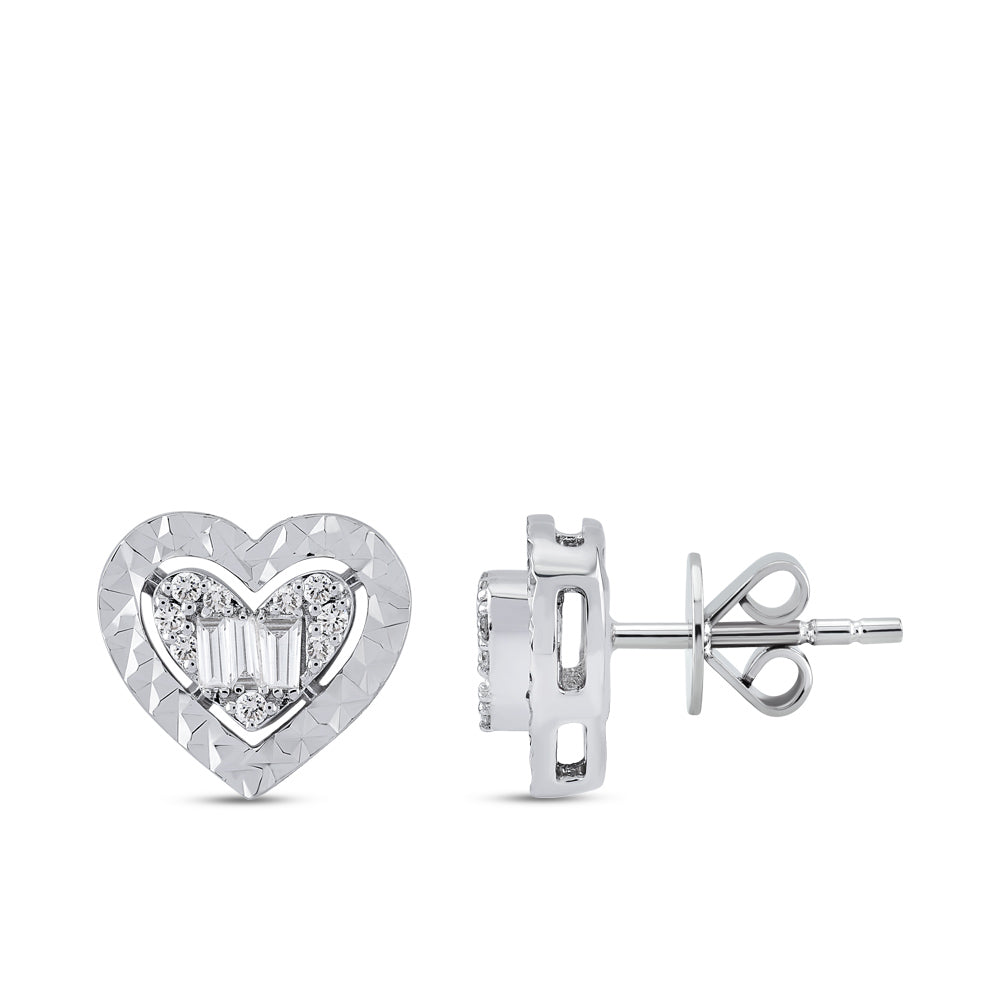Heart Diamond Stud Earrings