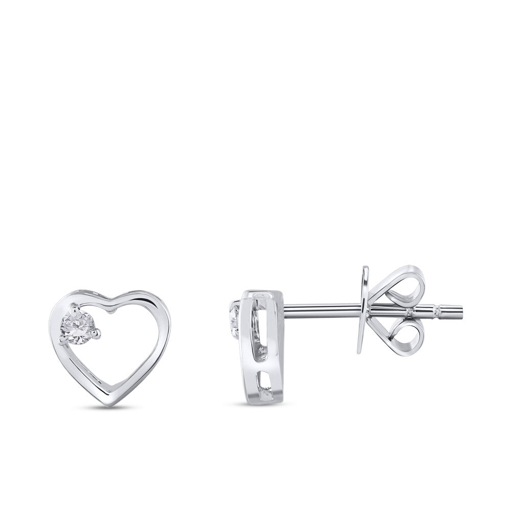Heart Diamond Stud Earrings