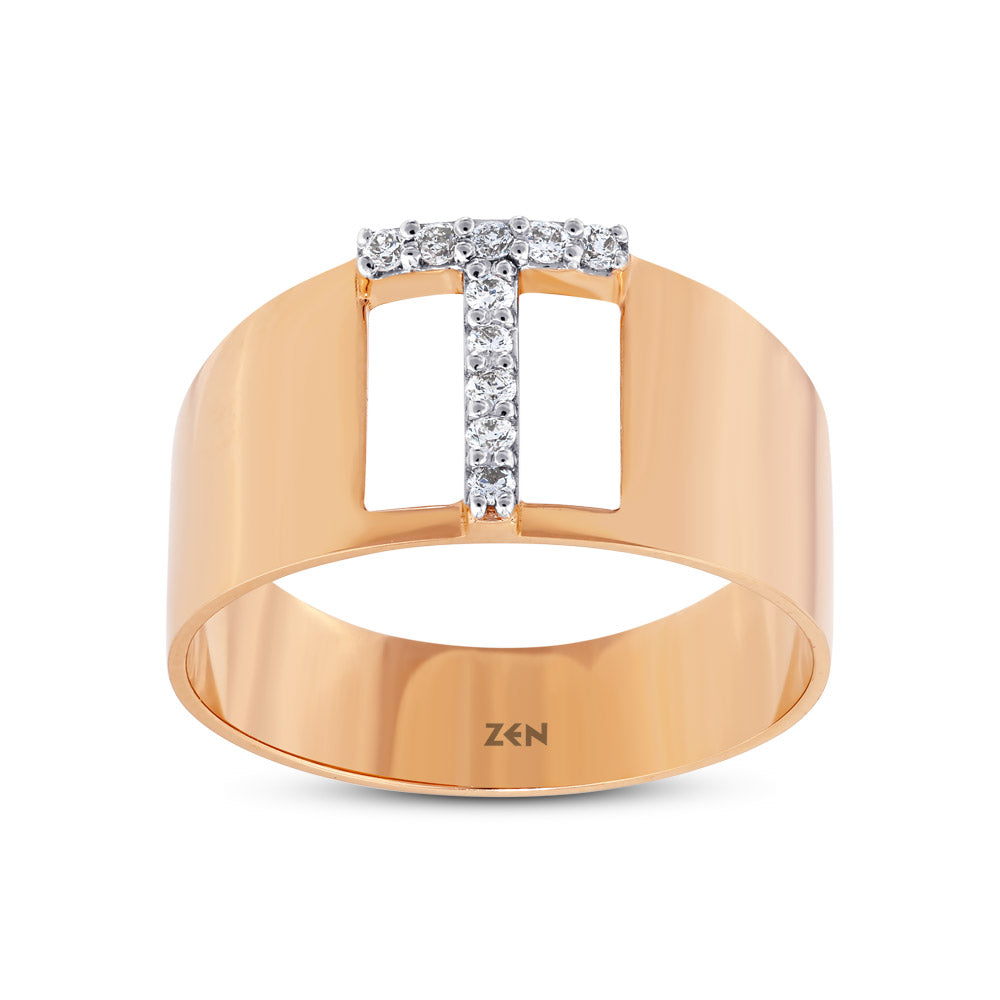 Diamond Initial Ring T