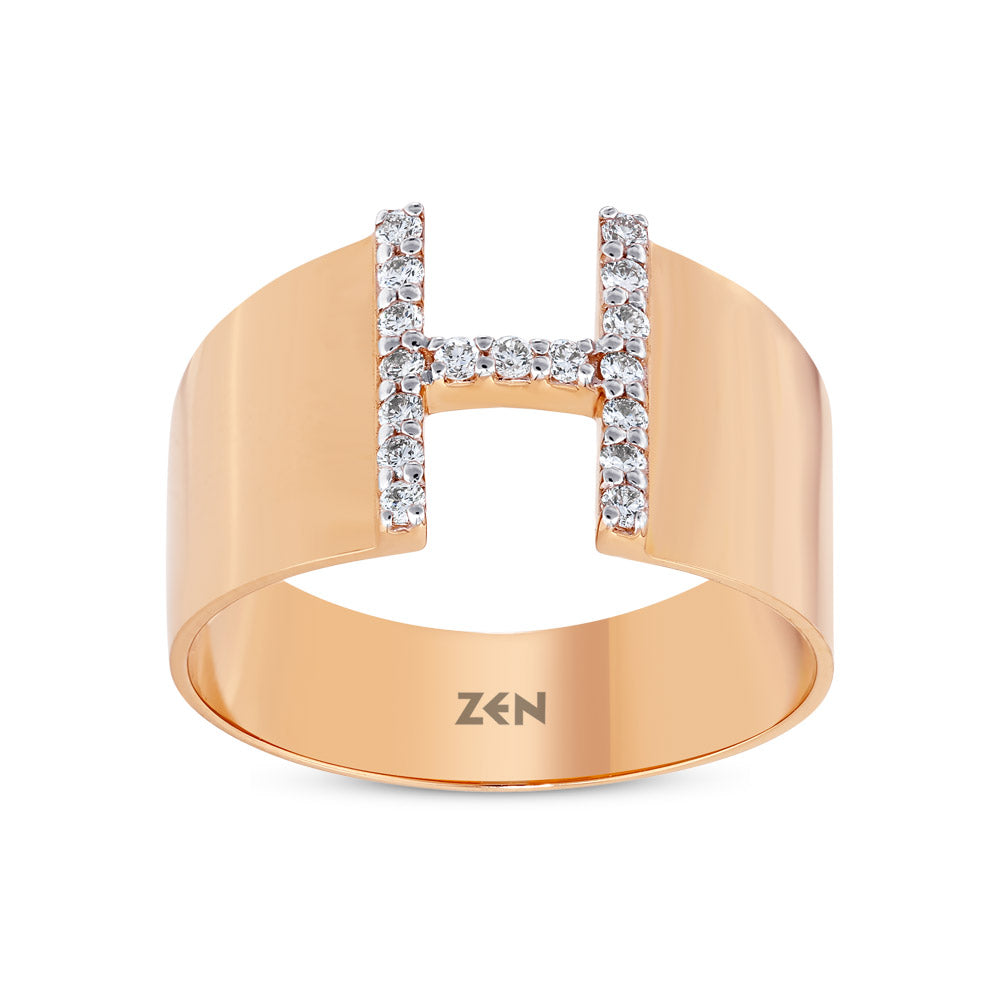 Diamond Initial Ring H