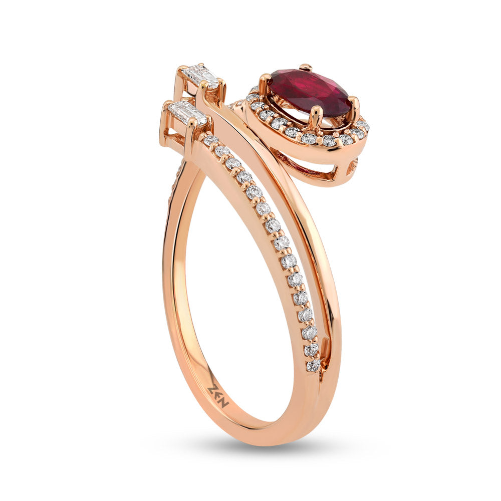 Ruby Baguette Diamond Ring