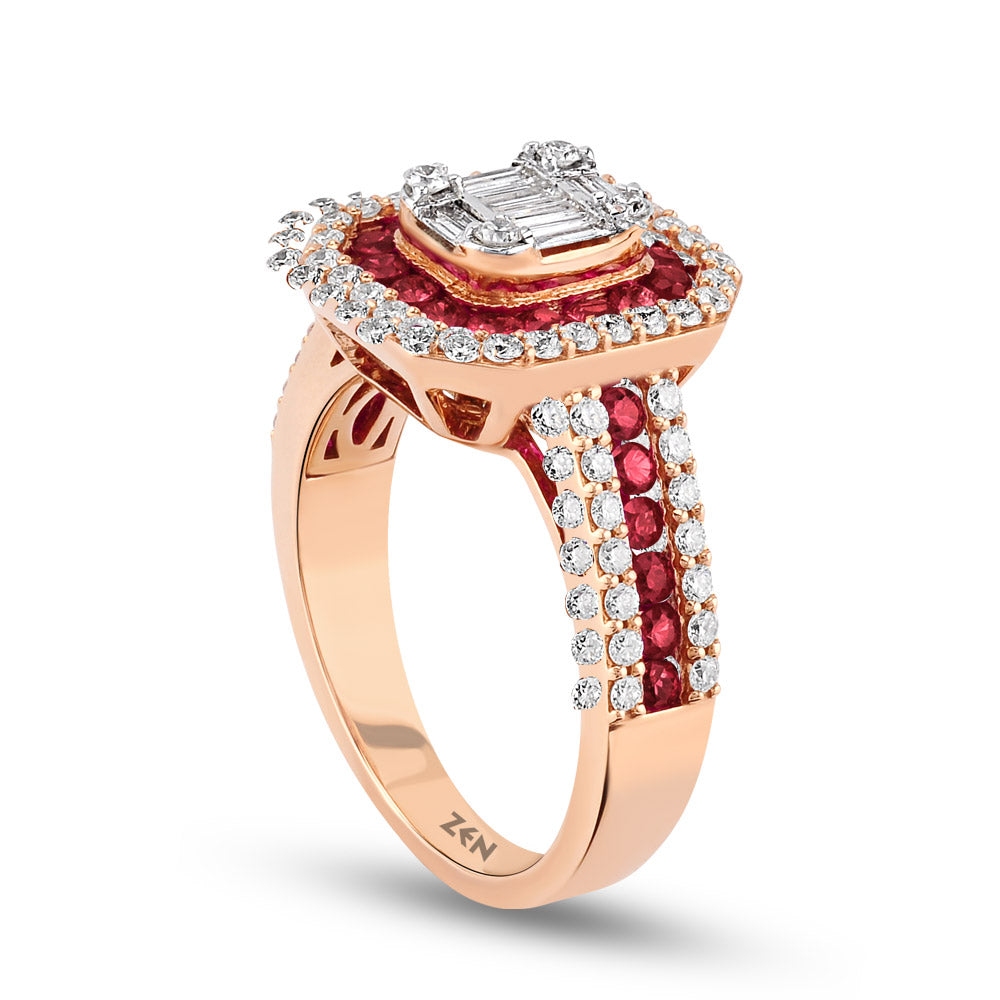 Ruby Baguette Diamond Ring
