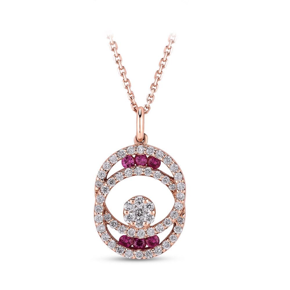 Rose Sapphire Pendant with Chain