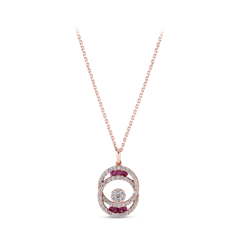 Rose Sapphire Pendant with Chain