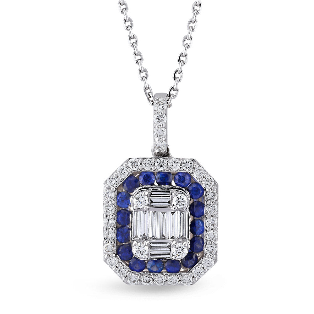 Sapphire Baguette Diamond Necklace