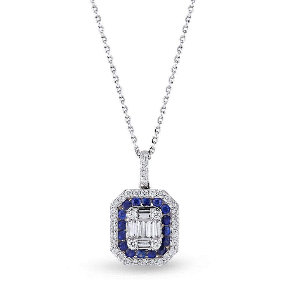 Sapphire Baguette Diamond Necklace