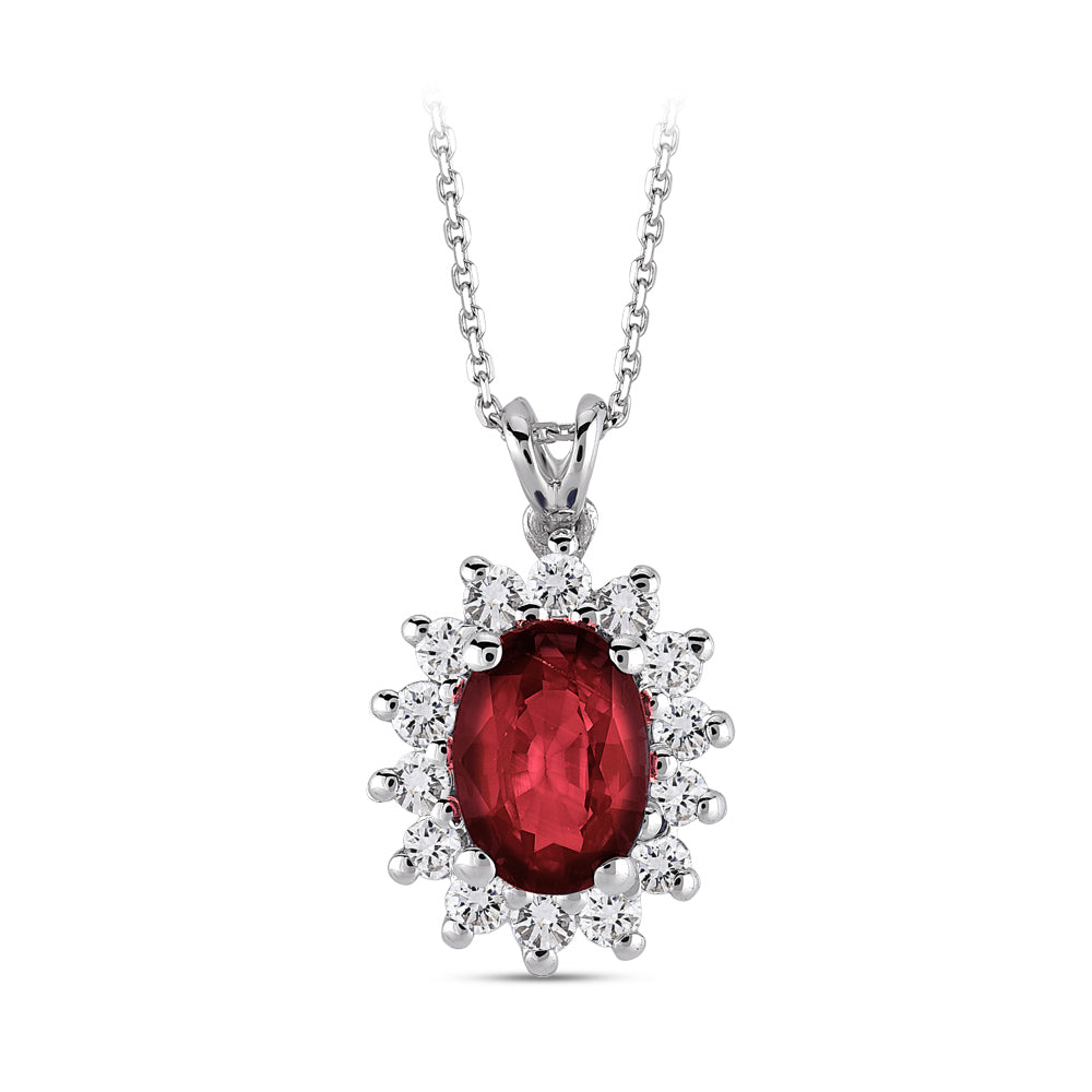 Ruby Pendant with Chain
