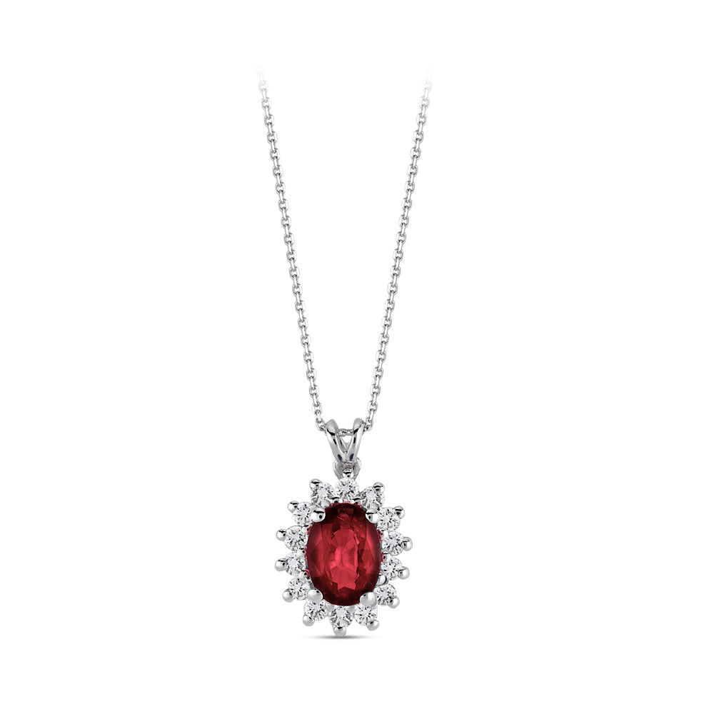 Ruby Pendant with Chain