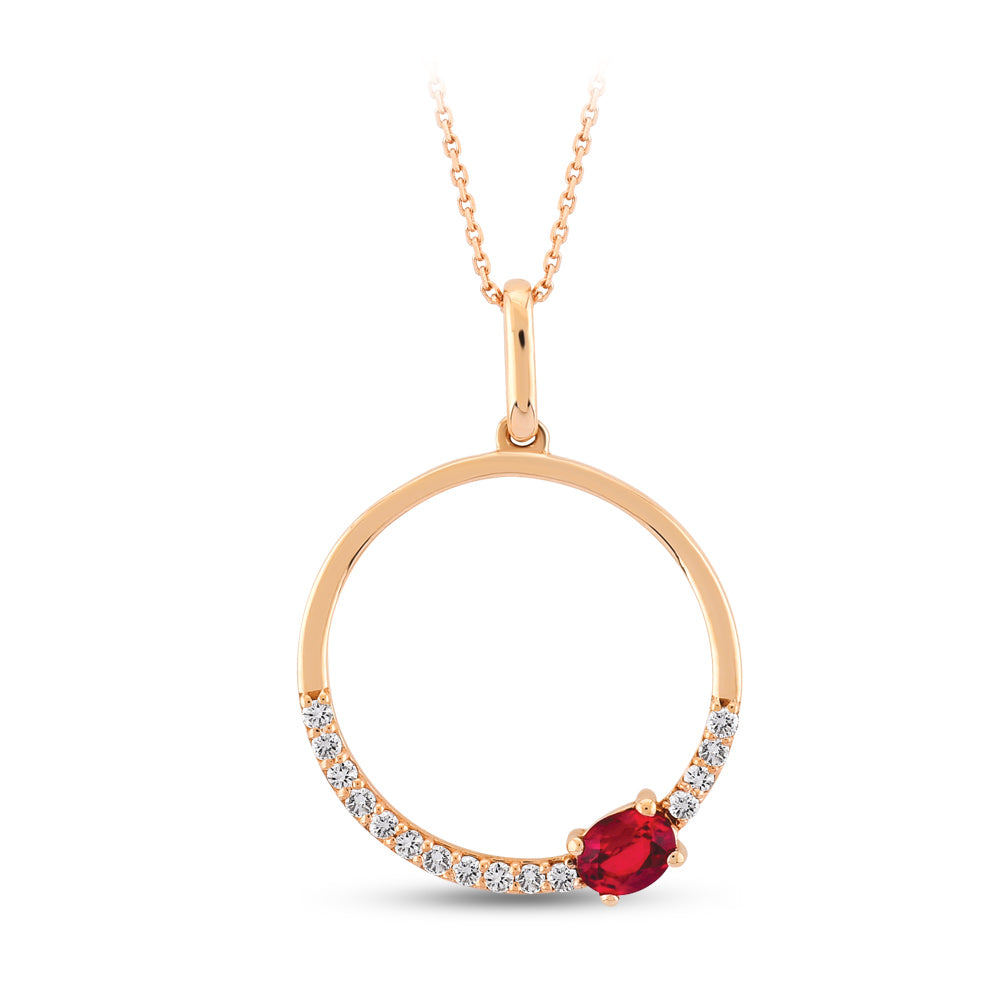 Ruby Pendant with Chain