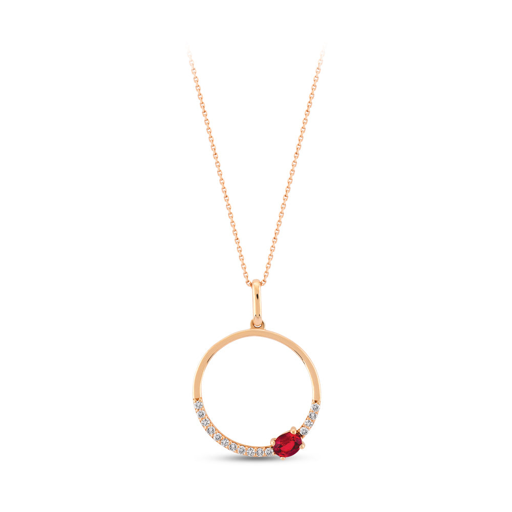 Ruby Pendant with Chain