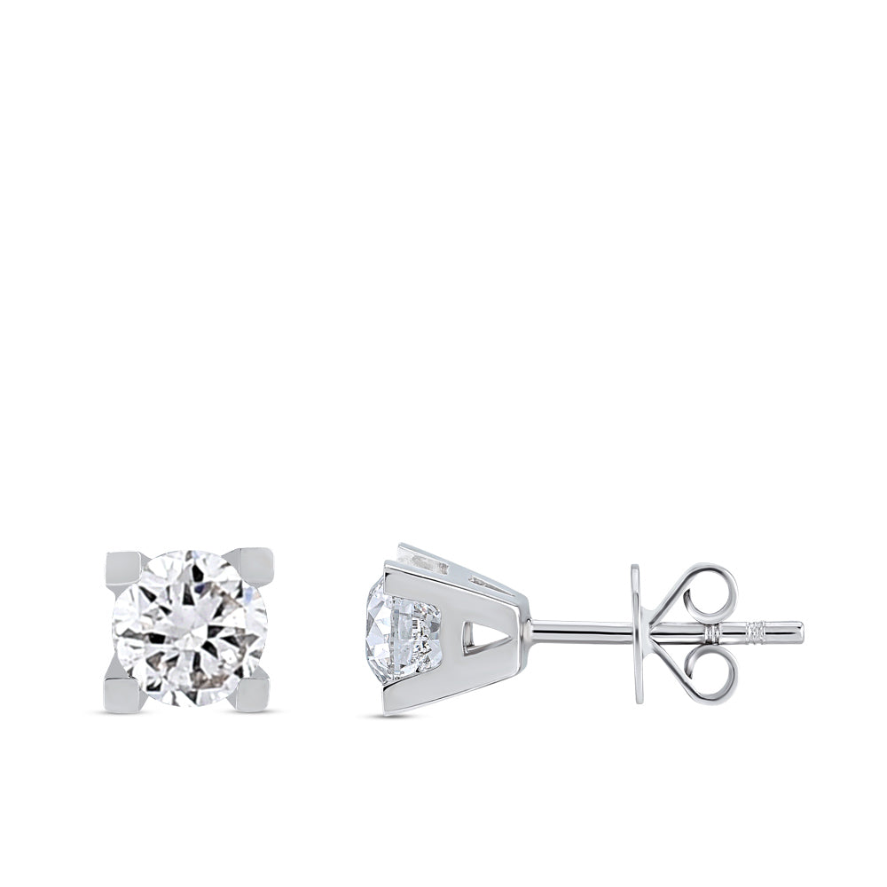 Solitaire Diamond Stud Earrings
