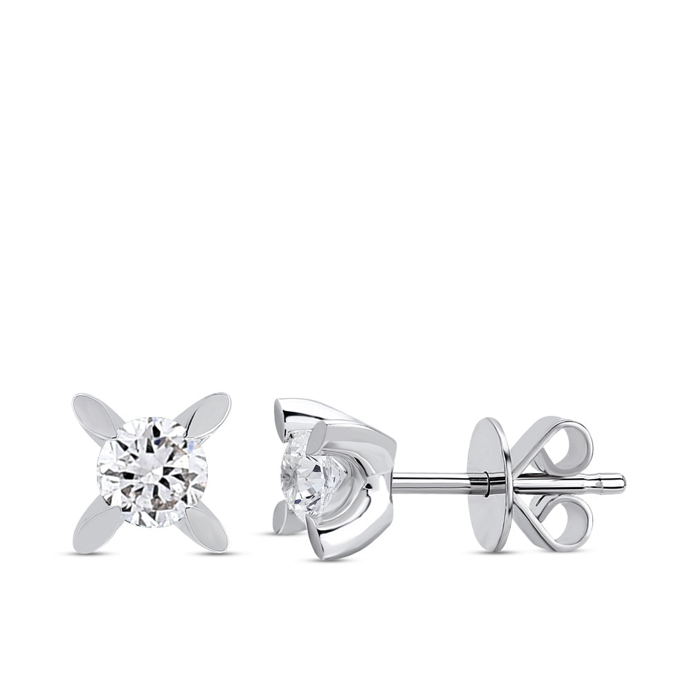 Solitaire Diamond Stud Earrings