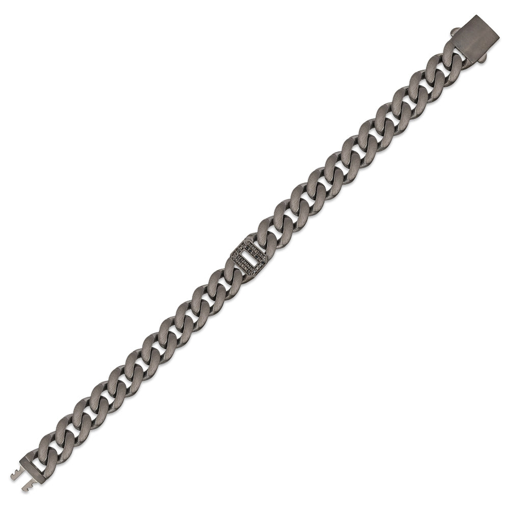 Men's Silver Diamond Initial Bracelet O