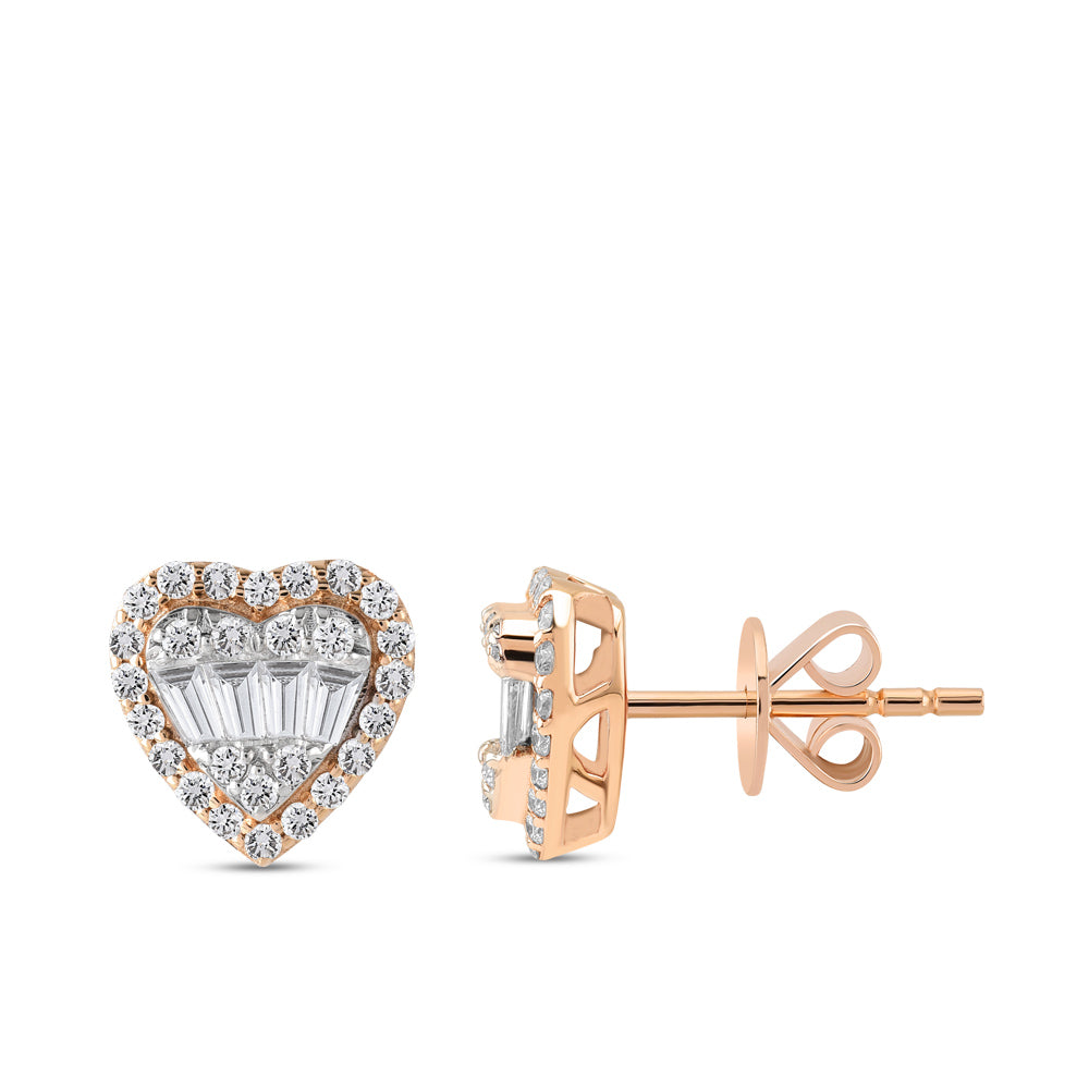 Heart Diamond Stud Earrings