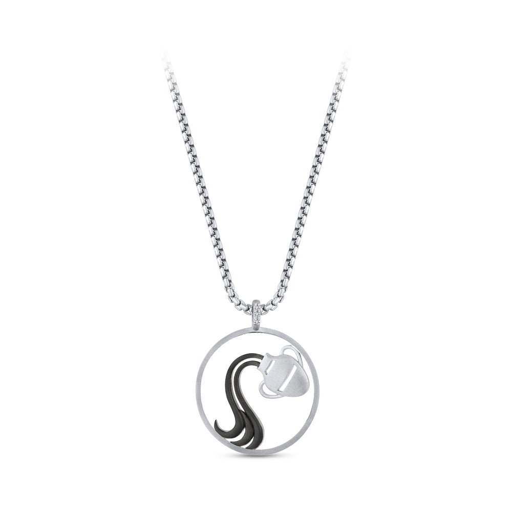 Silver Aquarius Zodiac Necklace