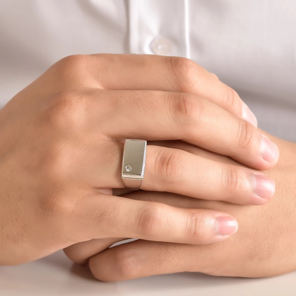 Men Silver Diamond Ring