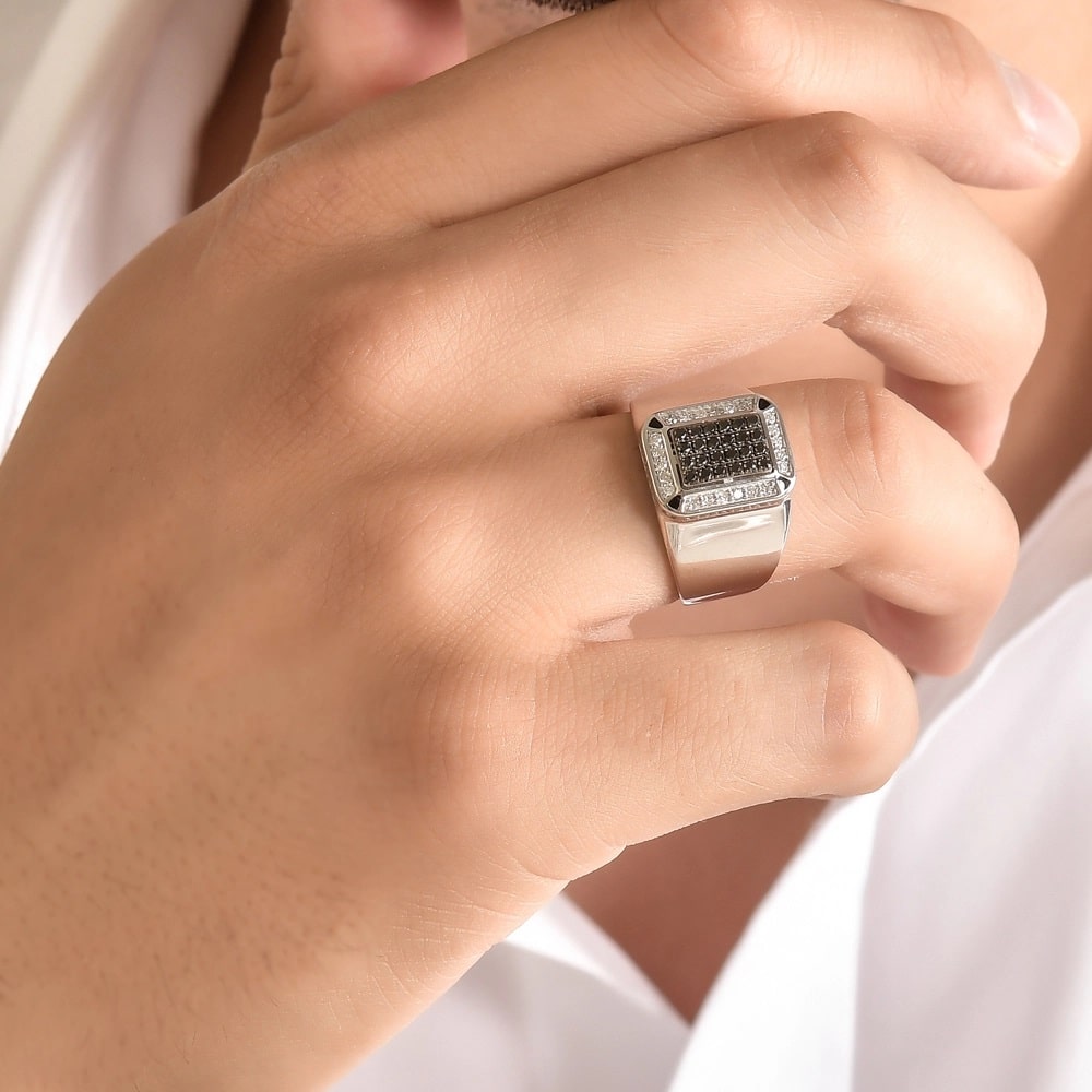Men Silver Diamond Ring