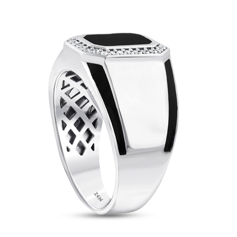Men Silver Diamond Ring