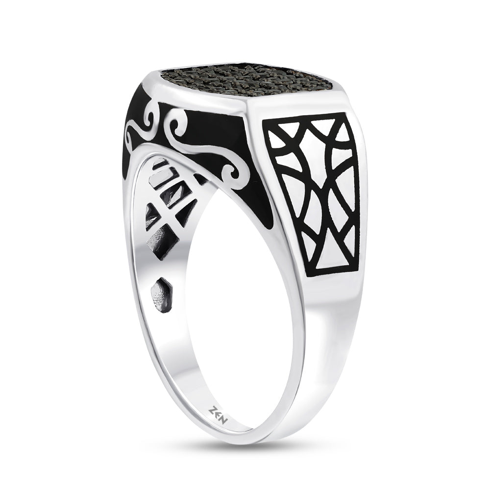 Men Silver Diamond Ring