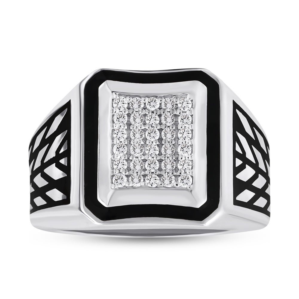 Men Silver Diamond Ring