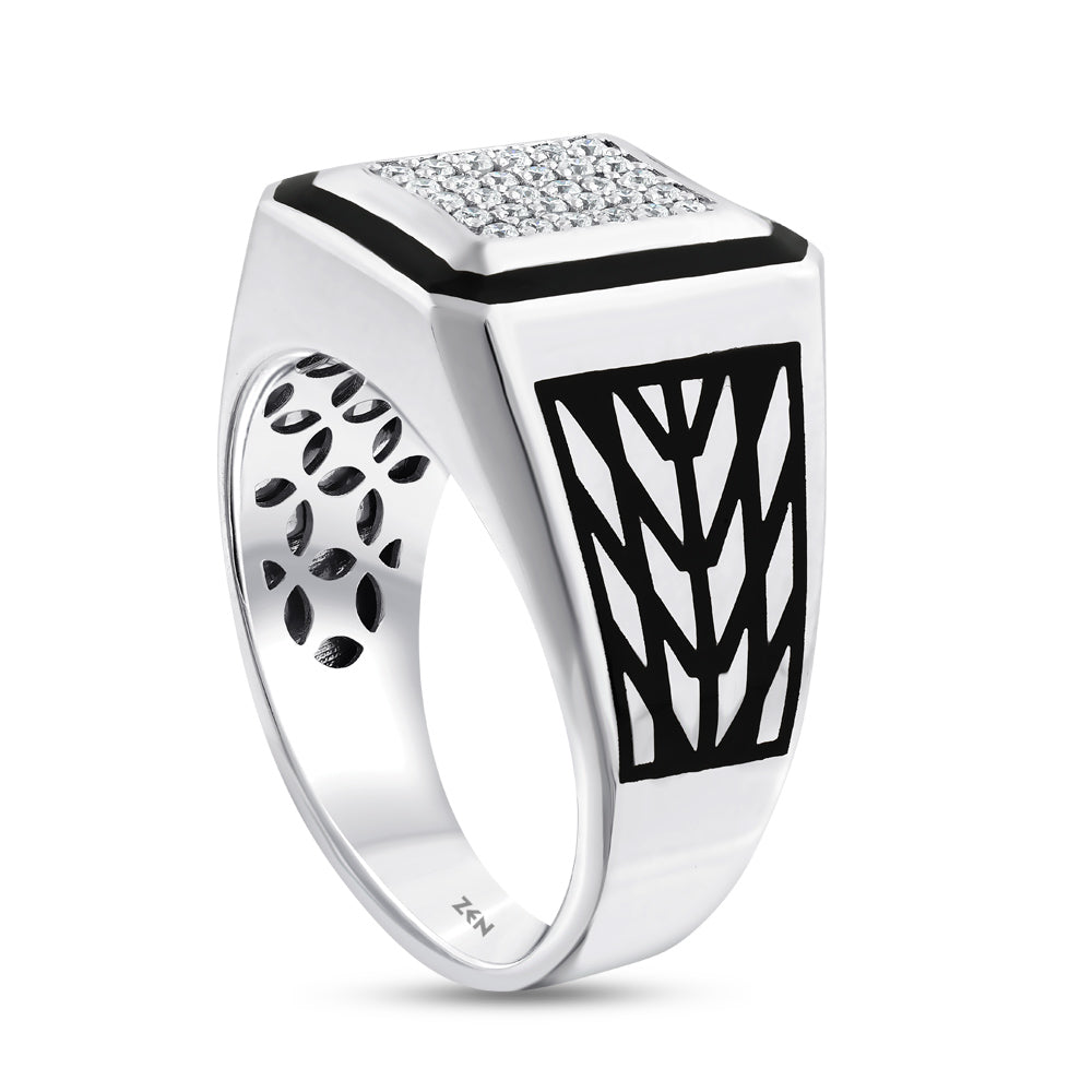 Men Silver Diamond Ring