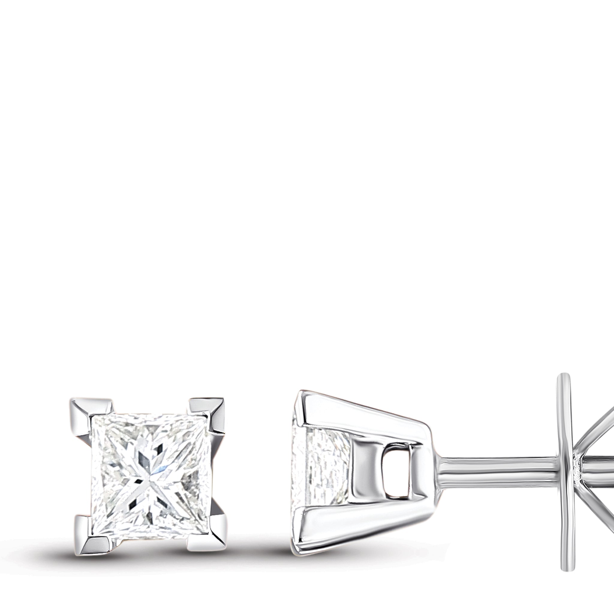 Solitaire Princess Diamond Stud Earrings