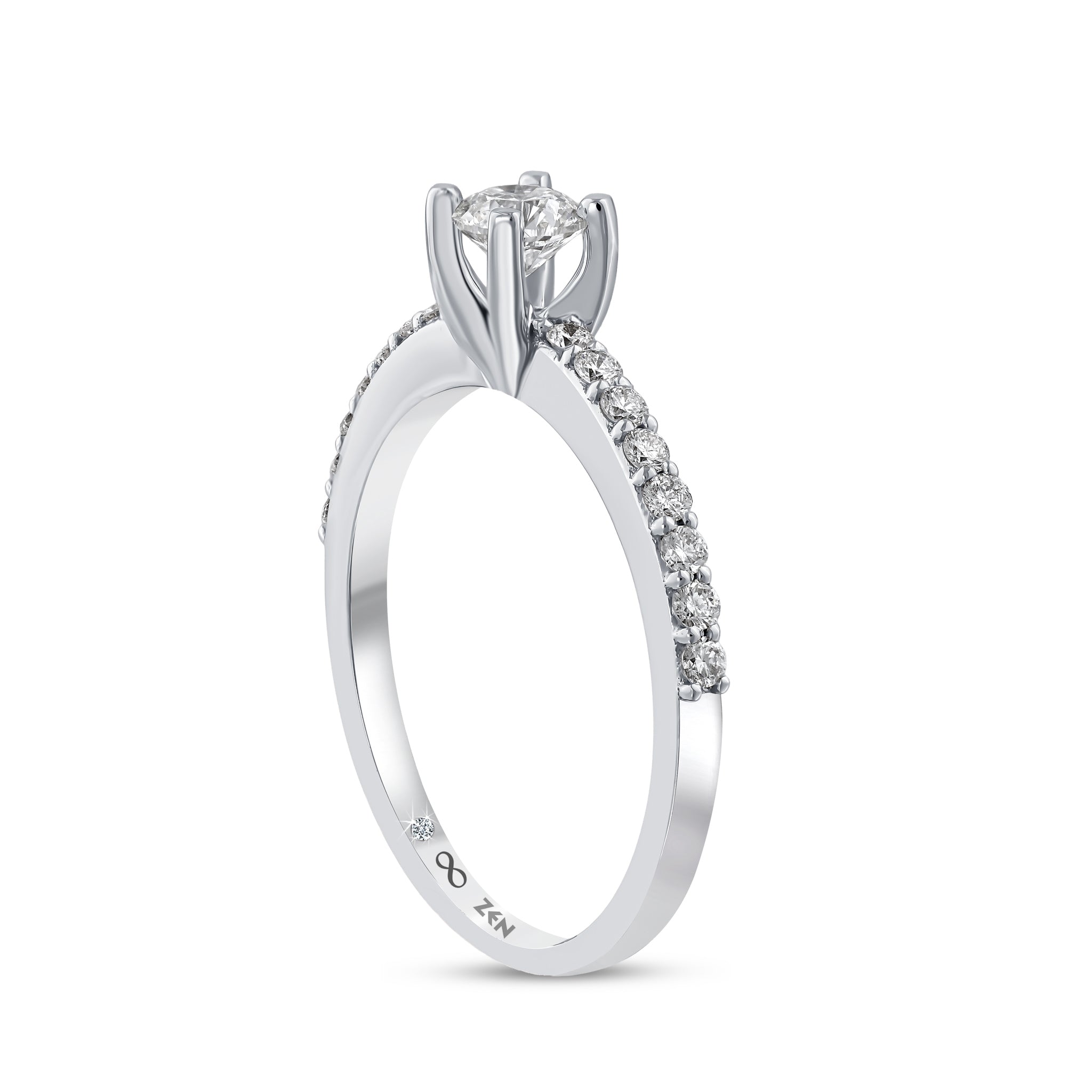 Diamond Side Stone Engagement Ring