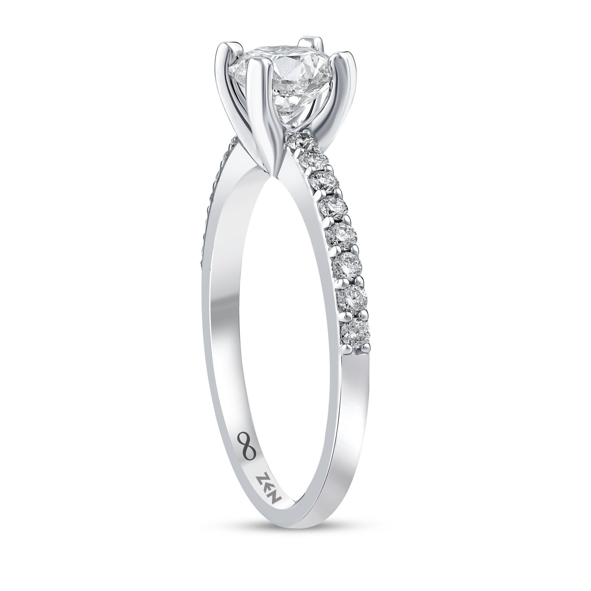 Diamond Side Stone Engagement Ring