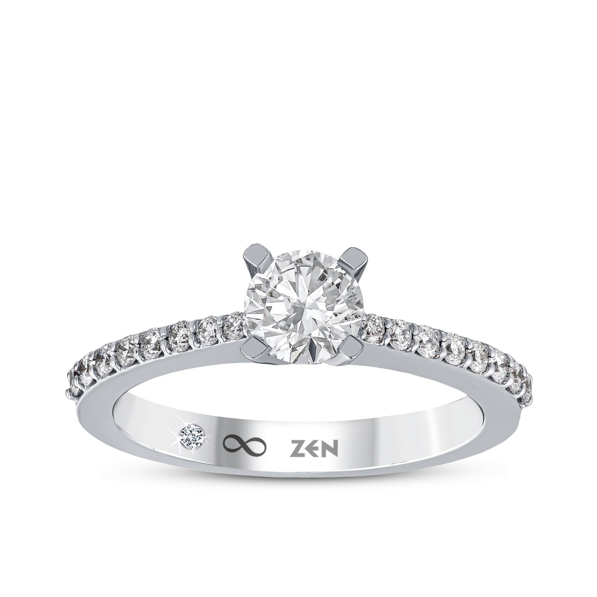Diamond Side Stone Engagement Ring