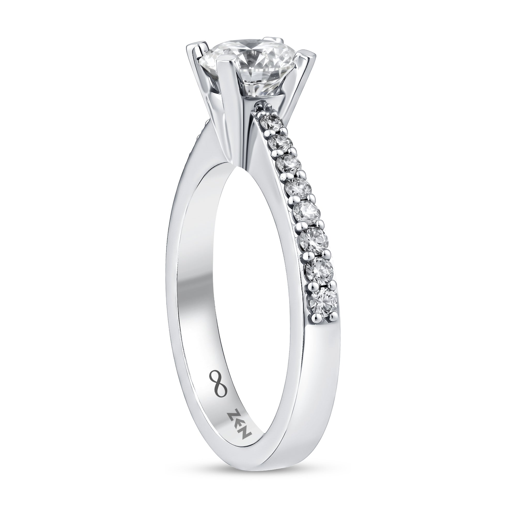 Diamond Side Stone Engagement Ring