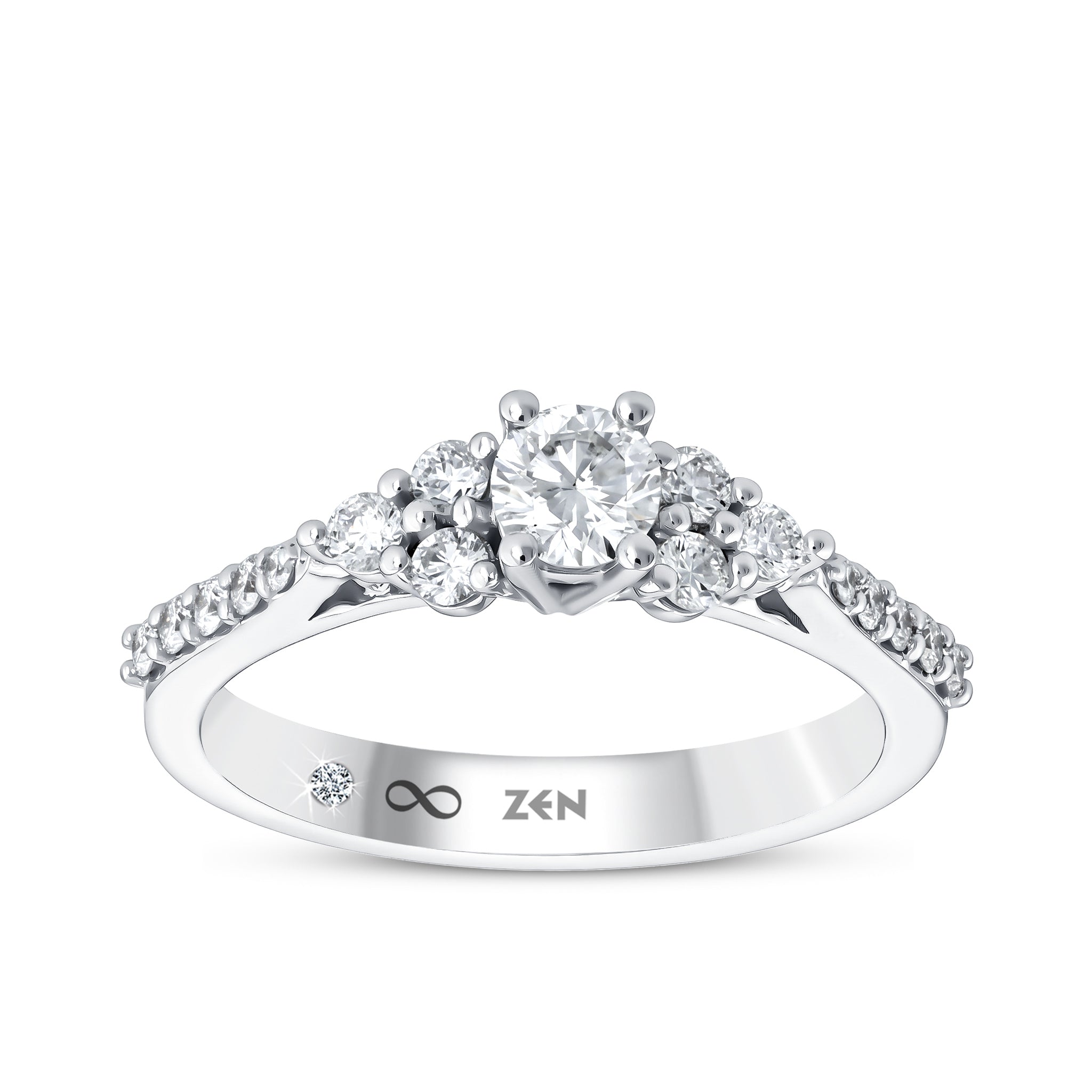Diamond Side Stone Engagement Ring