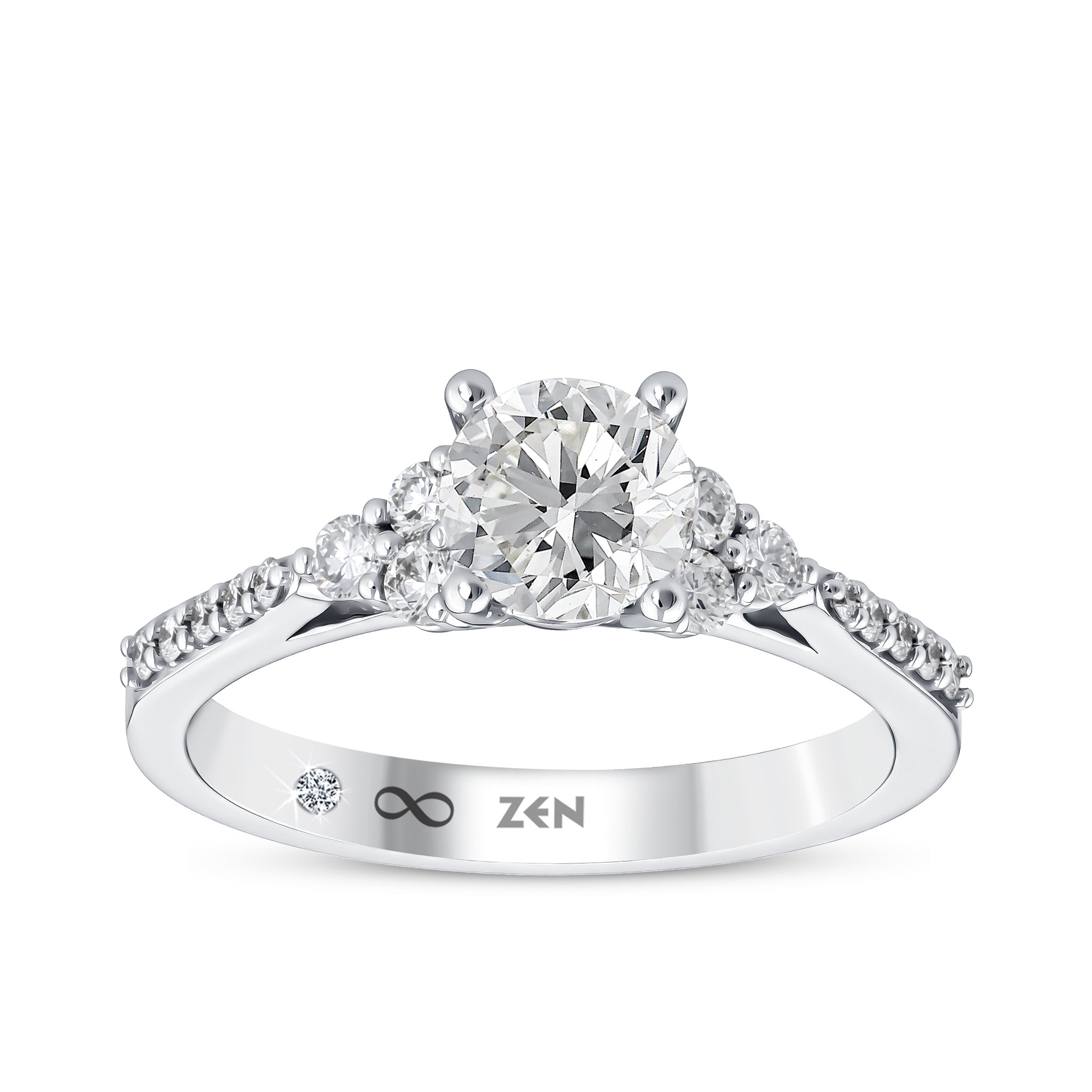 Diamond Side Stone Engagement Ring