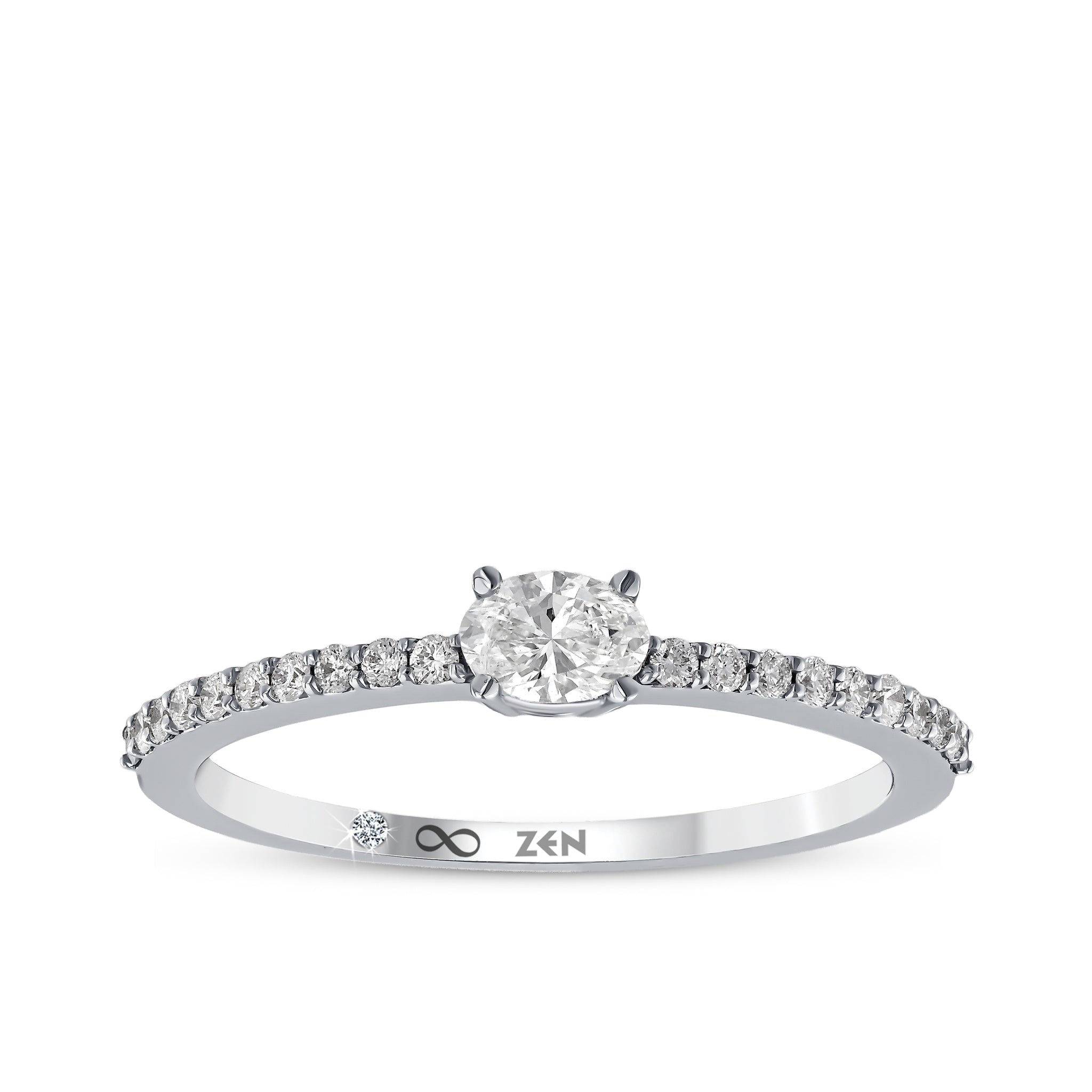 Diamond Side Stone Engagement Ring