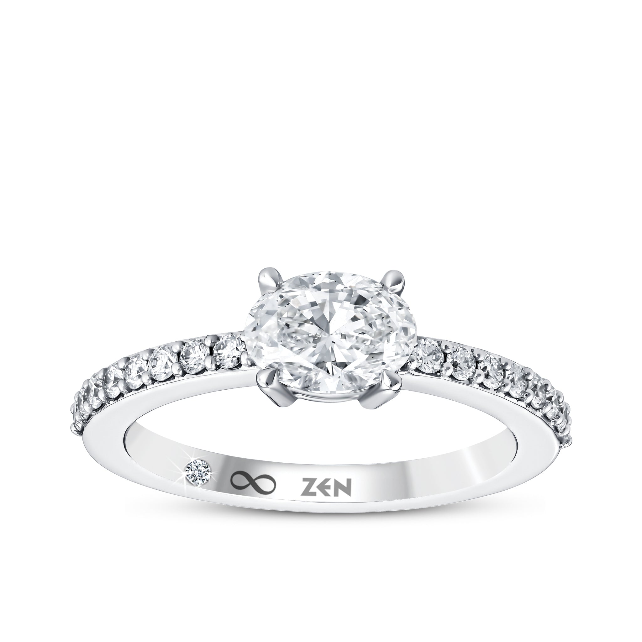 Diamond Side Stone Engagement Ring