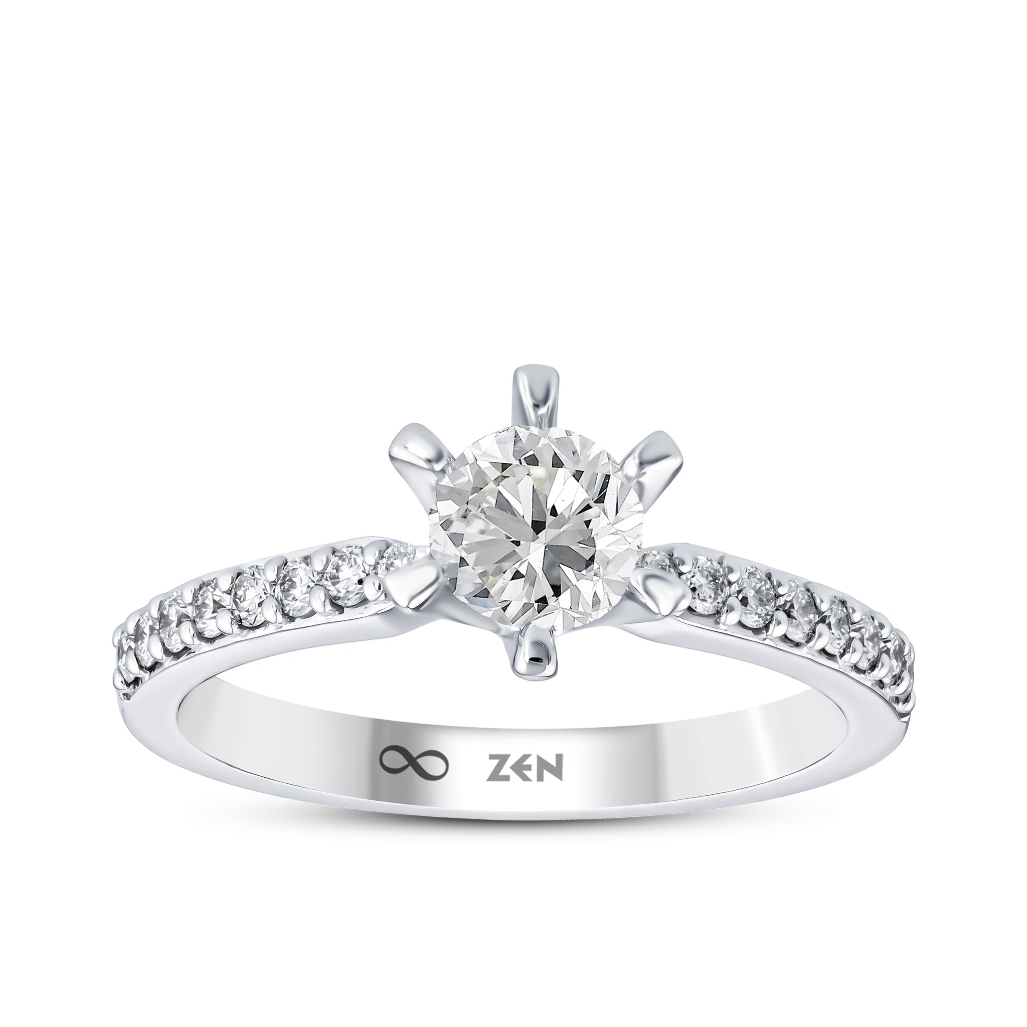 Diamond Side Stone Engagement Ring