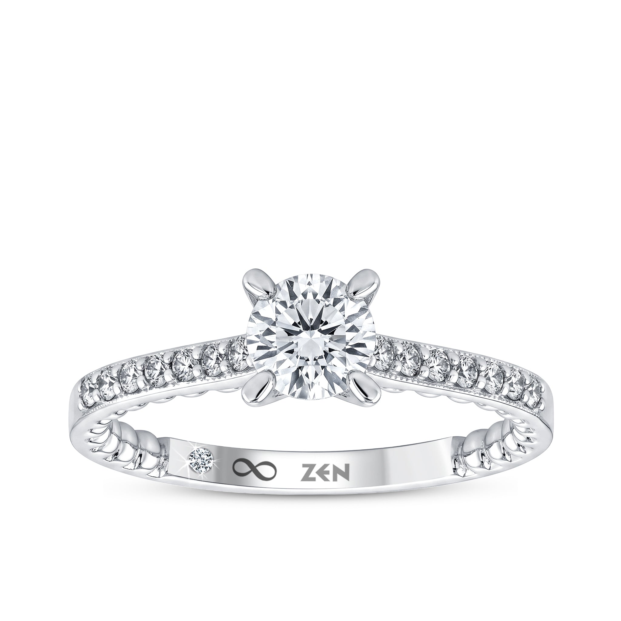 Diamond Side Stone Engagement Ring