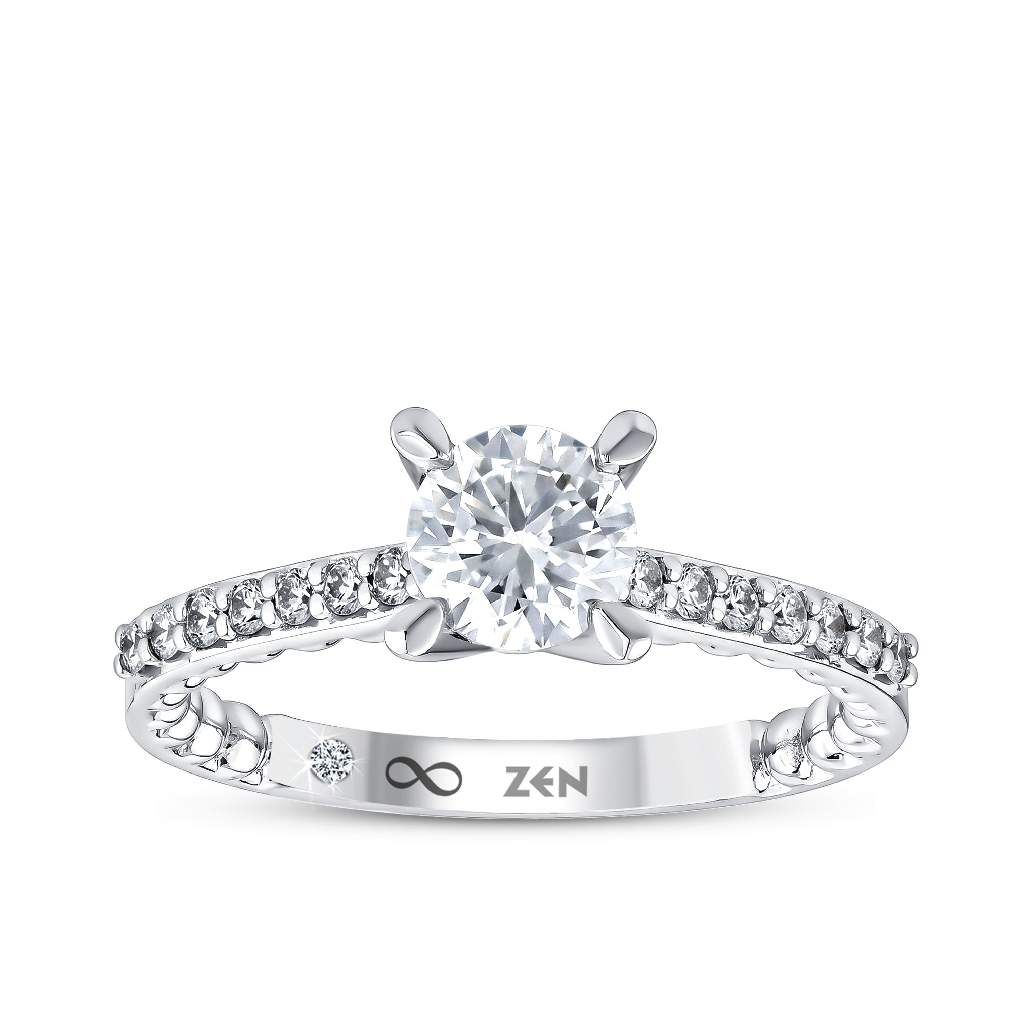 Diamond Side Stone Engagement Ring