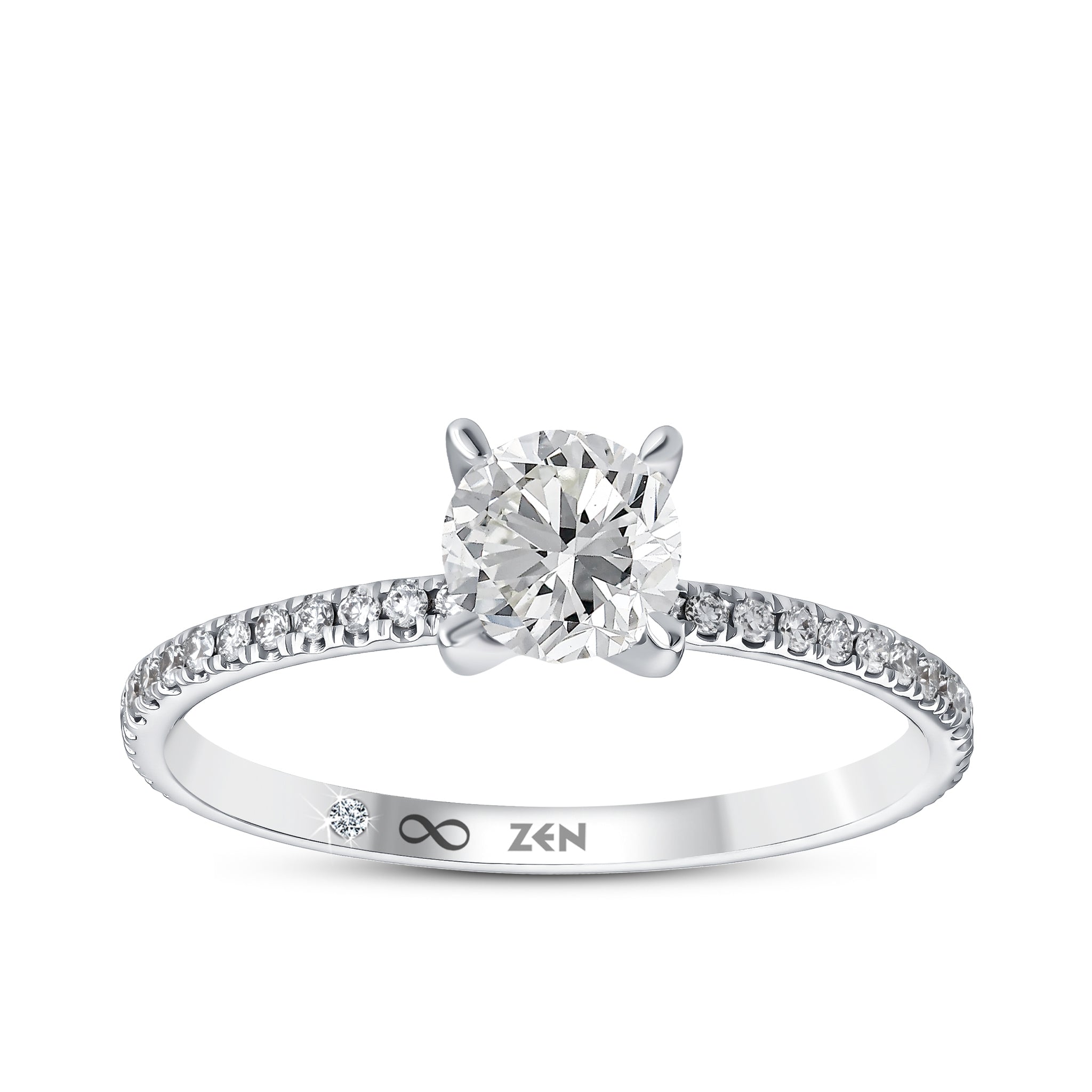 Diamond Side Stone Engagement Ring