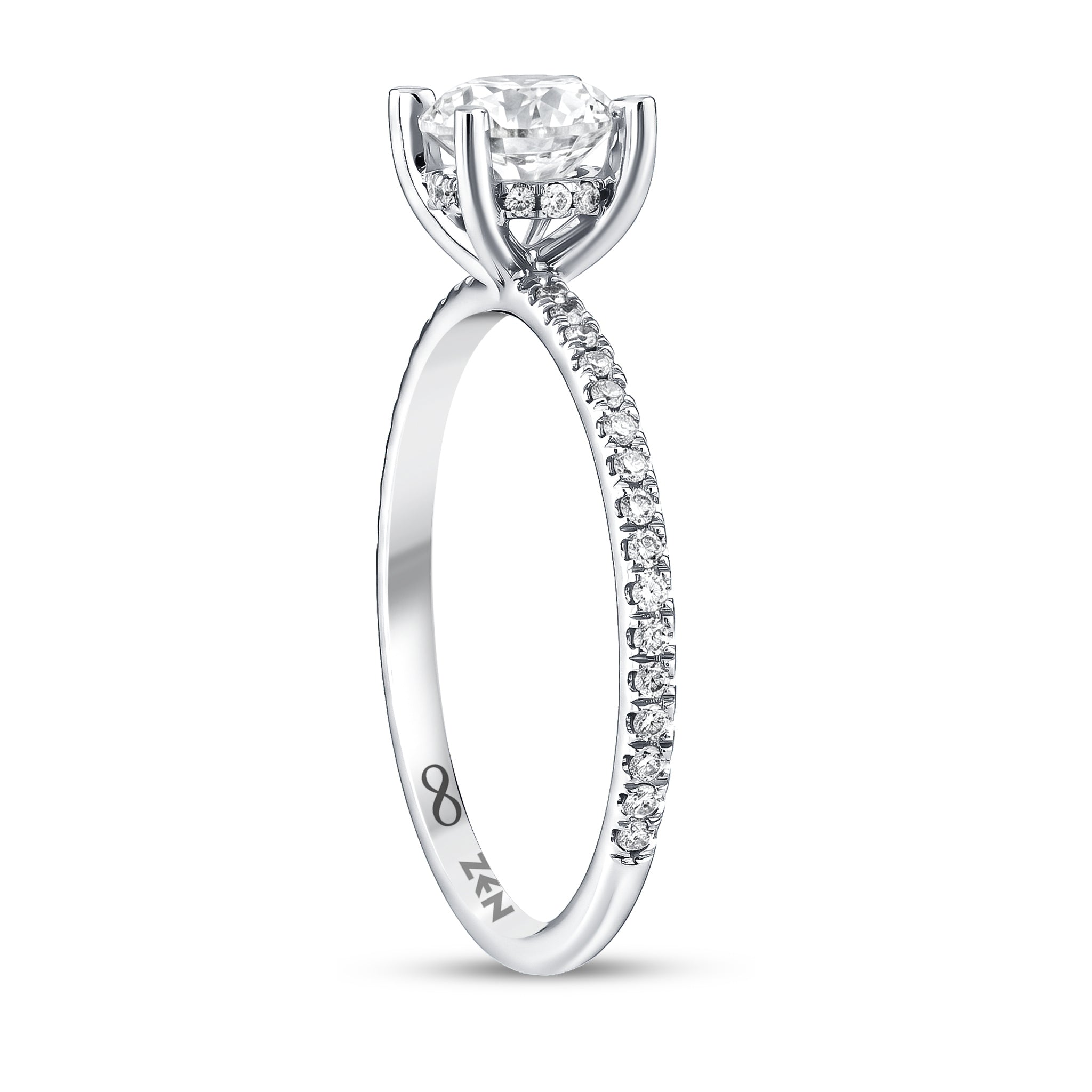 Diamond Side Stone Engagement Ring