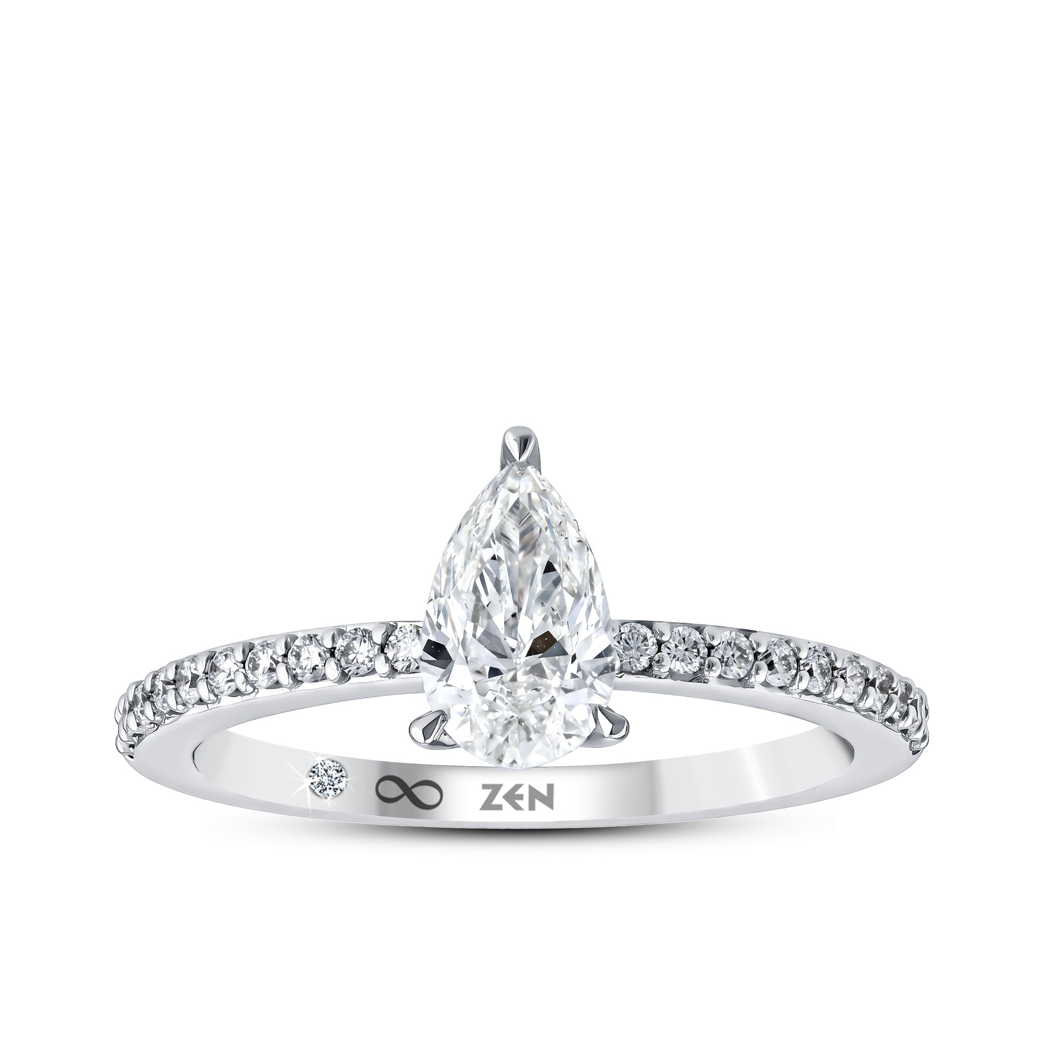 Diamond Side Stone Engagement Ring