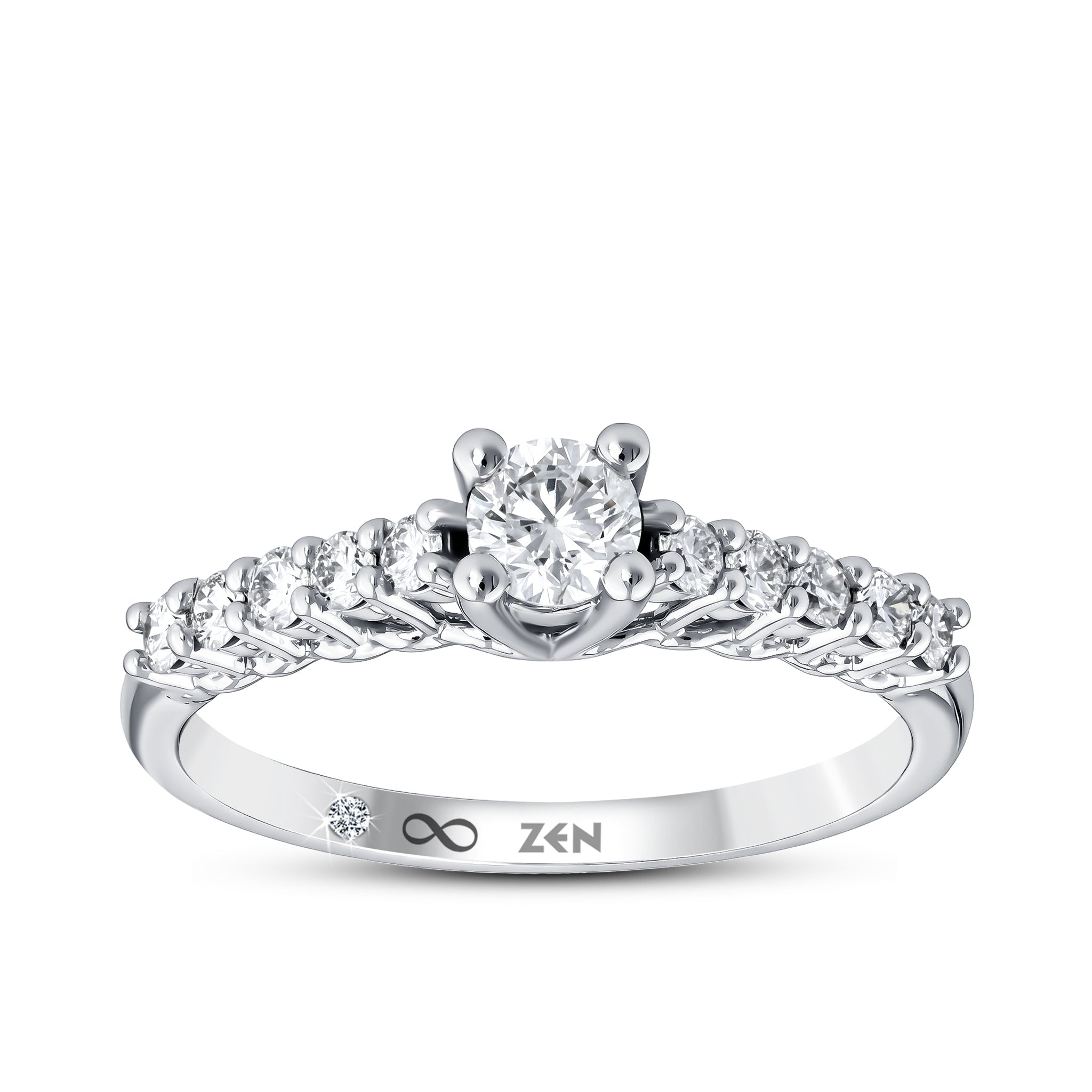 Diamond Side Stone Engagement Ring
