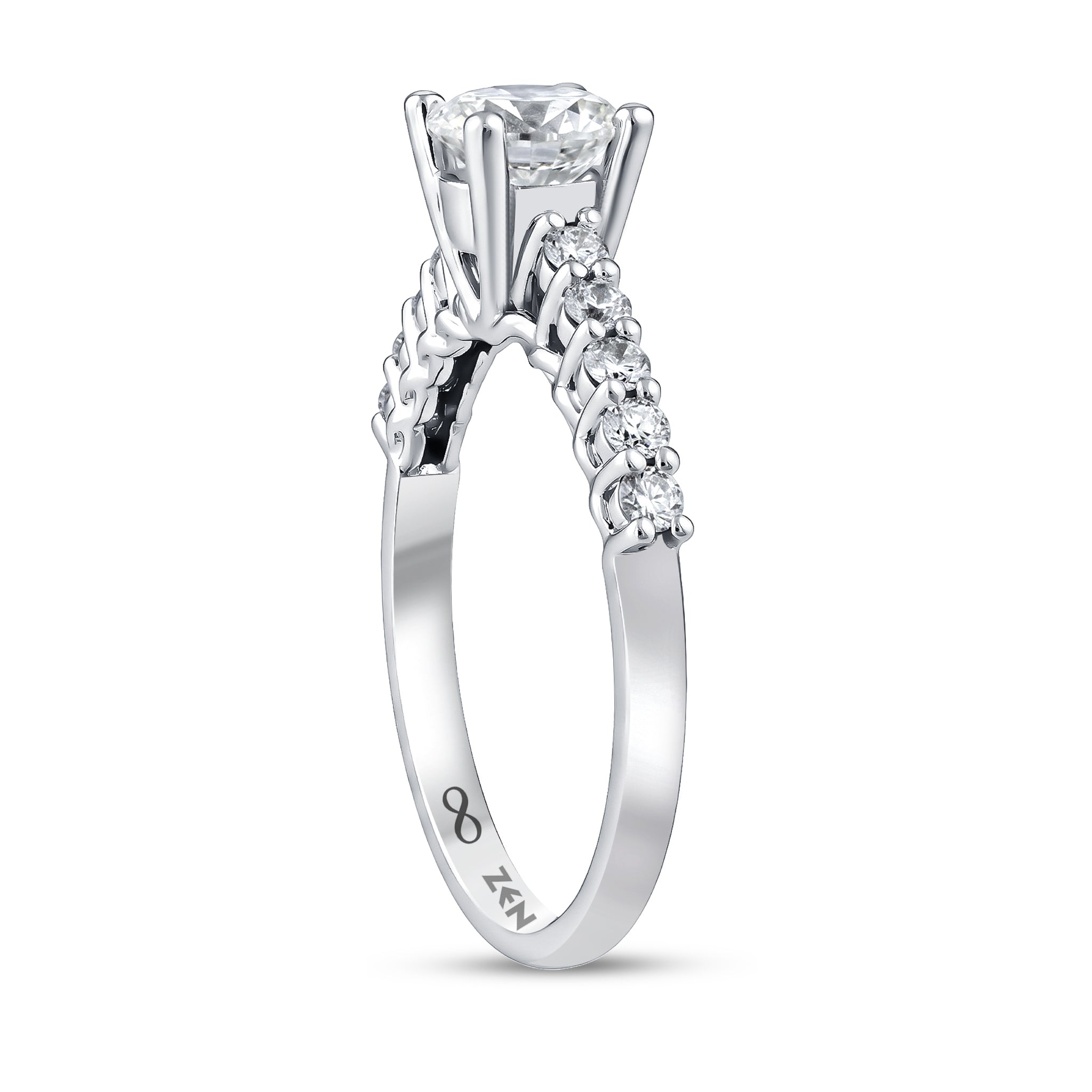 Diamond Side Stone Engagement Ring