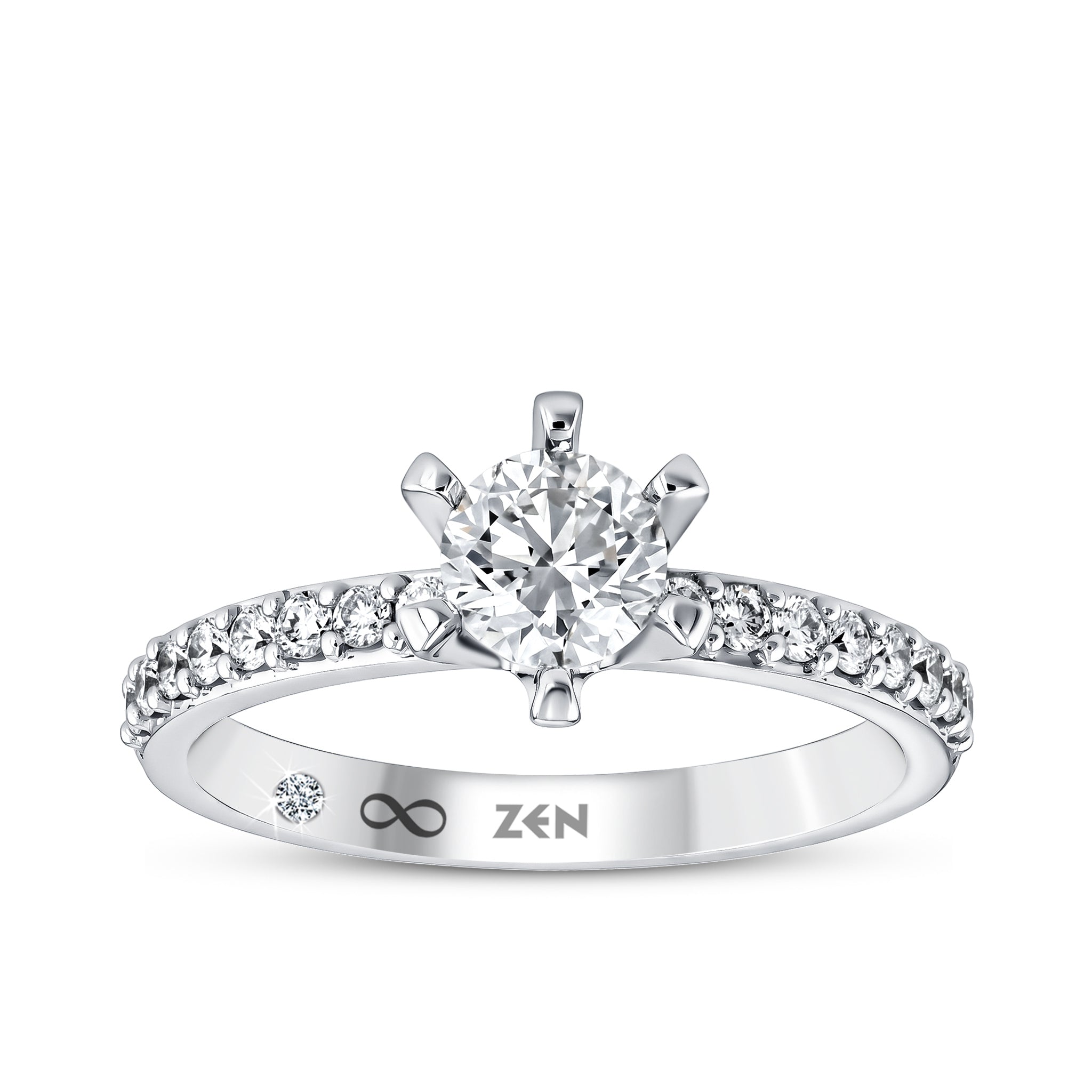 Diamond Side Stone Engagement Ring