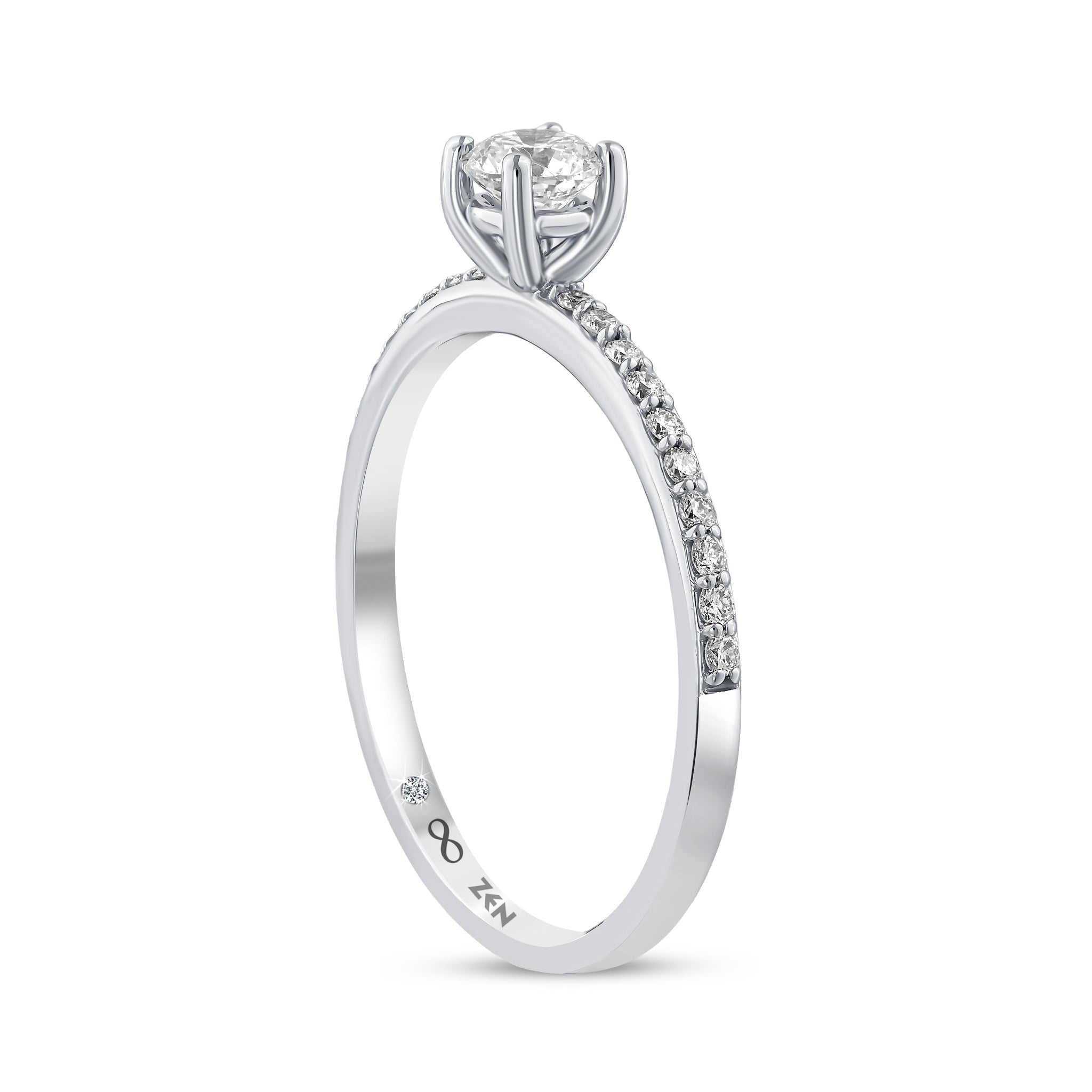 Diamond Side Stone Engagement Ring