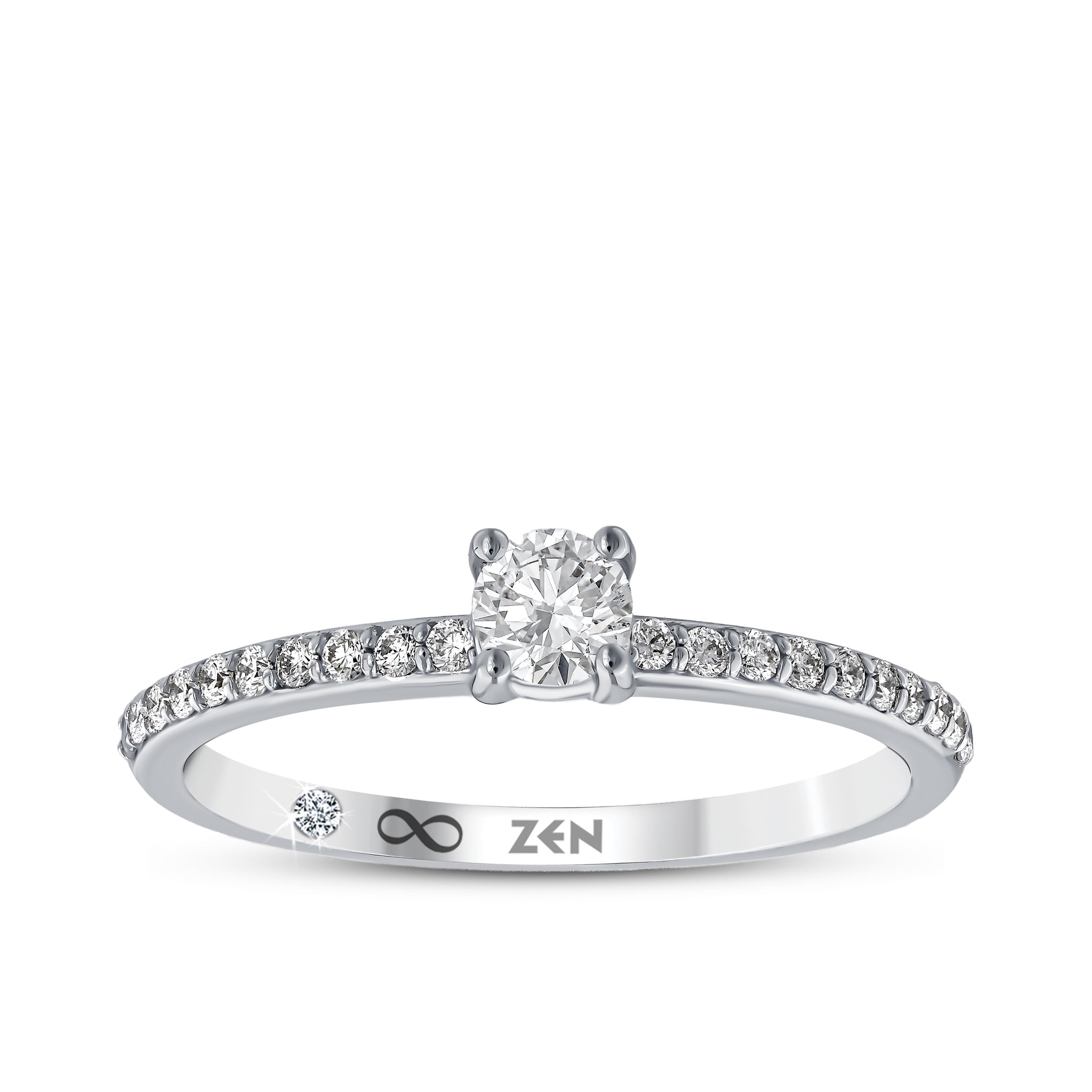 Diamond Side Stone Engagement Ring